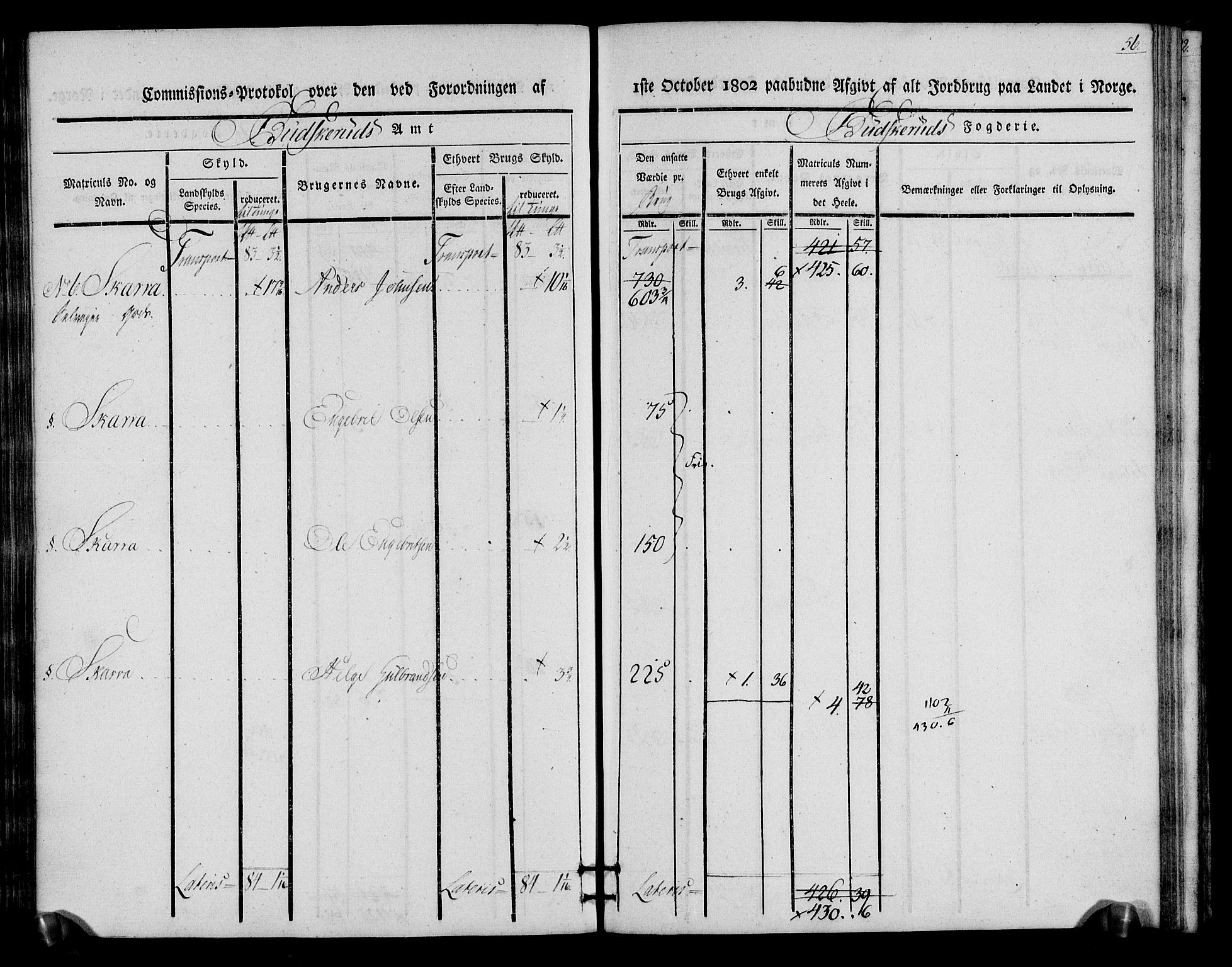 Rentekammeret inntil 1814, Realistisk ordnet avdeling, RA/EA-4070/N/Ne/Nea/L0060: Buskerud fogderi. Kommisjonsprotokoll for Sigdal prestegjeld, 1803, p. 56