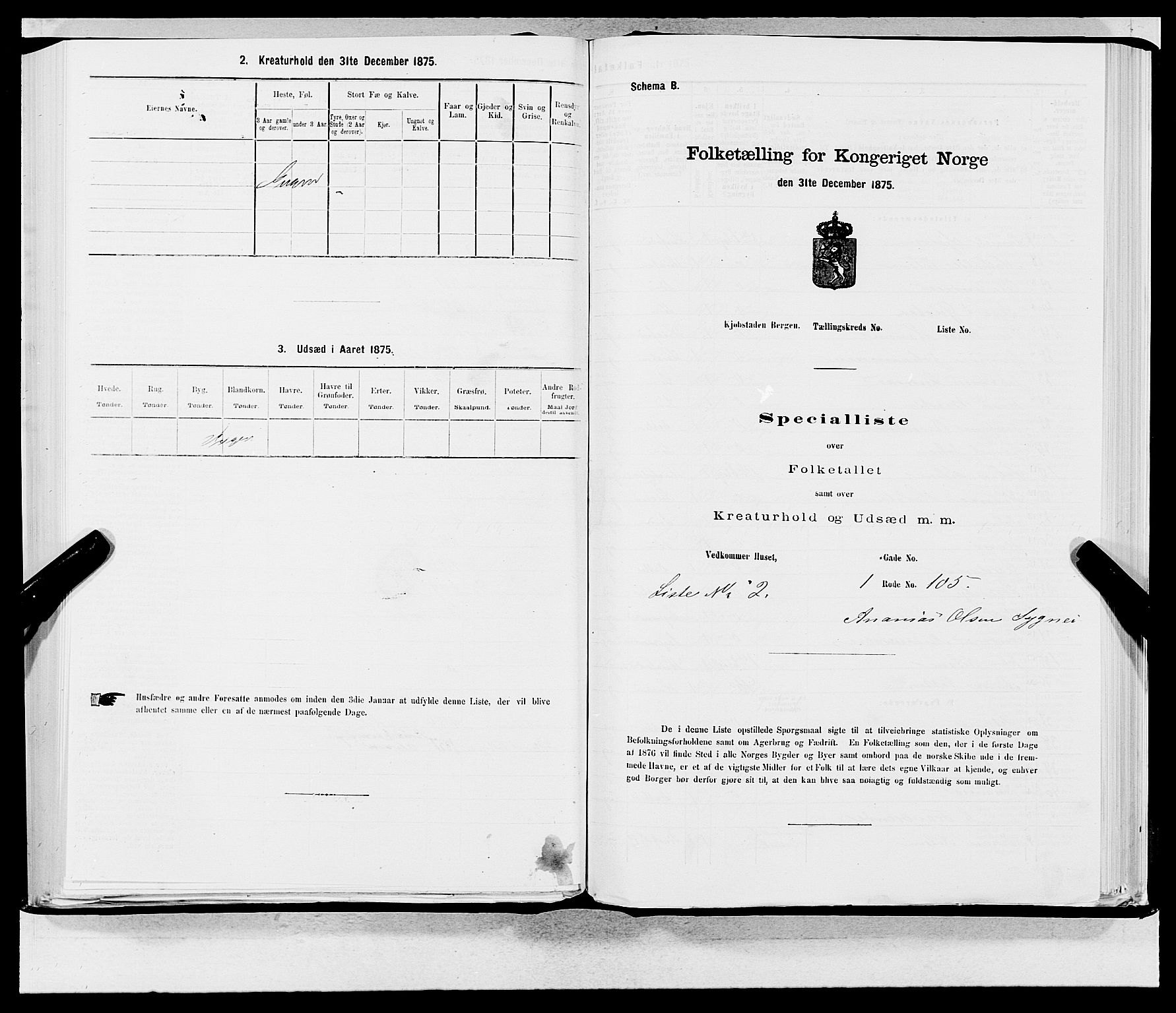 SAB, 1875 census for 1301 Bergen, 1875, p. 209