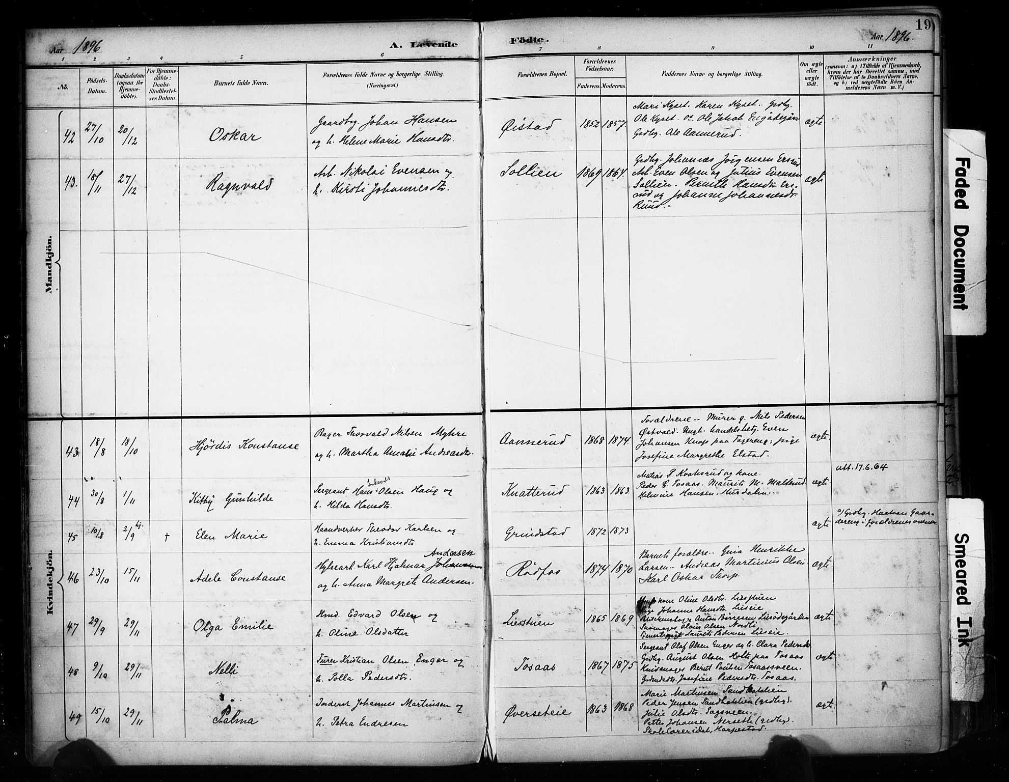 Vestre Toten prestekontor, AV/SAH-PREST-108/H/Ha/Haa/L0011: Parish register (official) no. 11, 1895-1906, p. 19