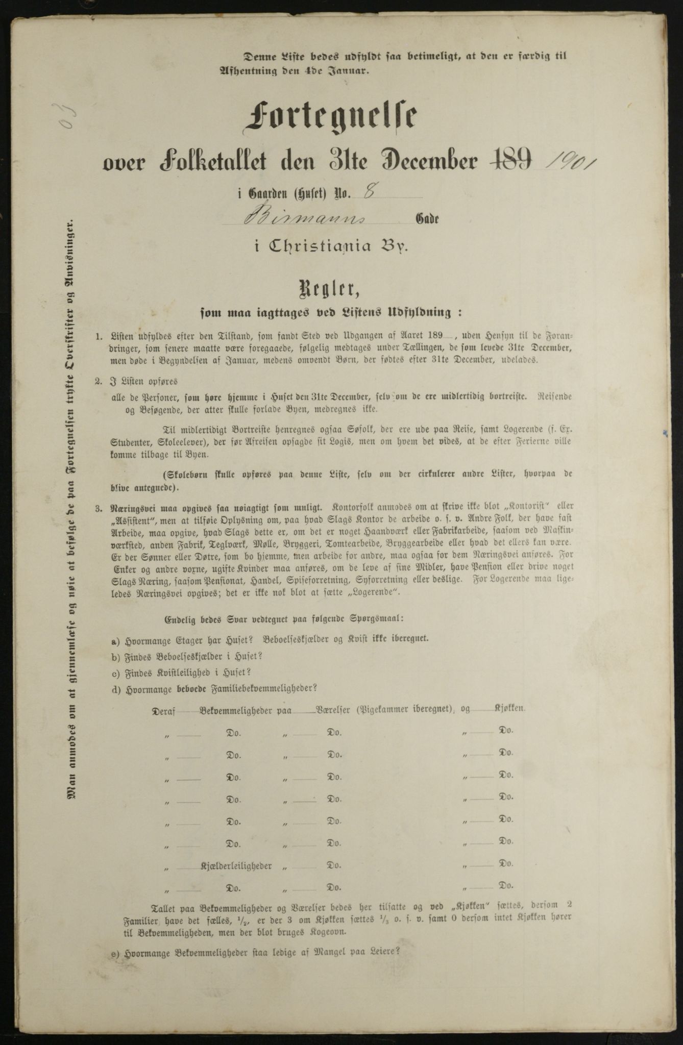 OBA, Municipal Census 1901 for Kristiania, 1901, p. 819