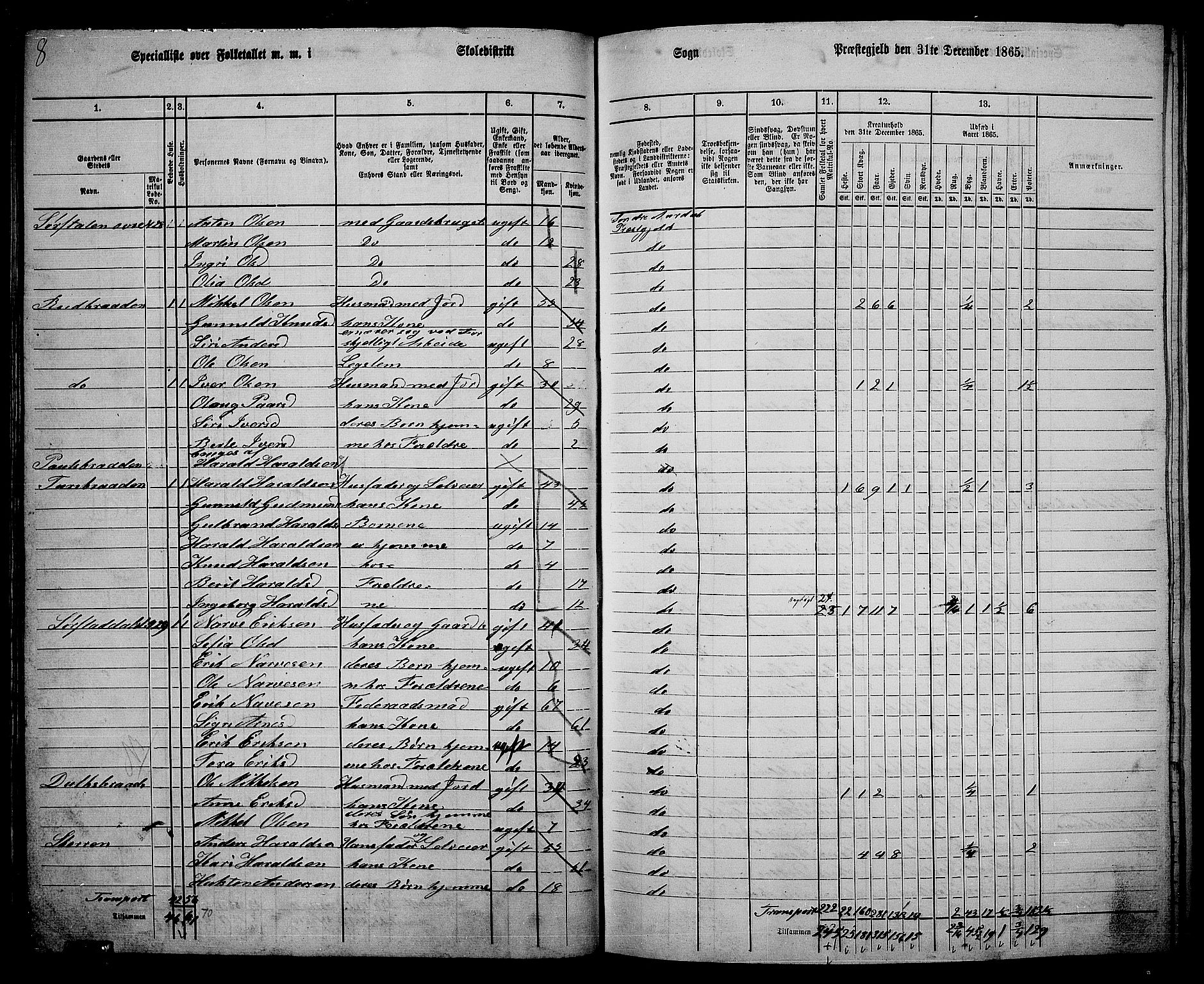 RA, 1865 census for Sør-Aurdal, 1865, p. 56