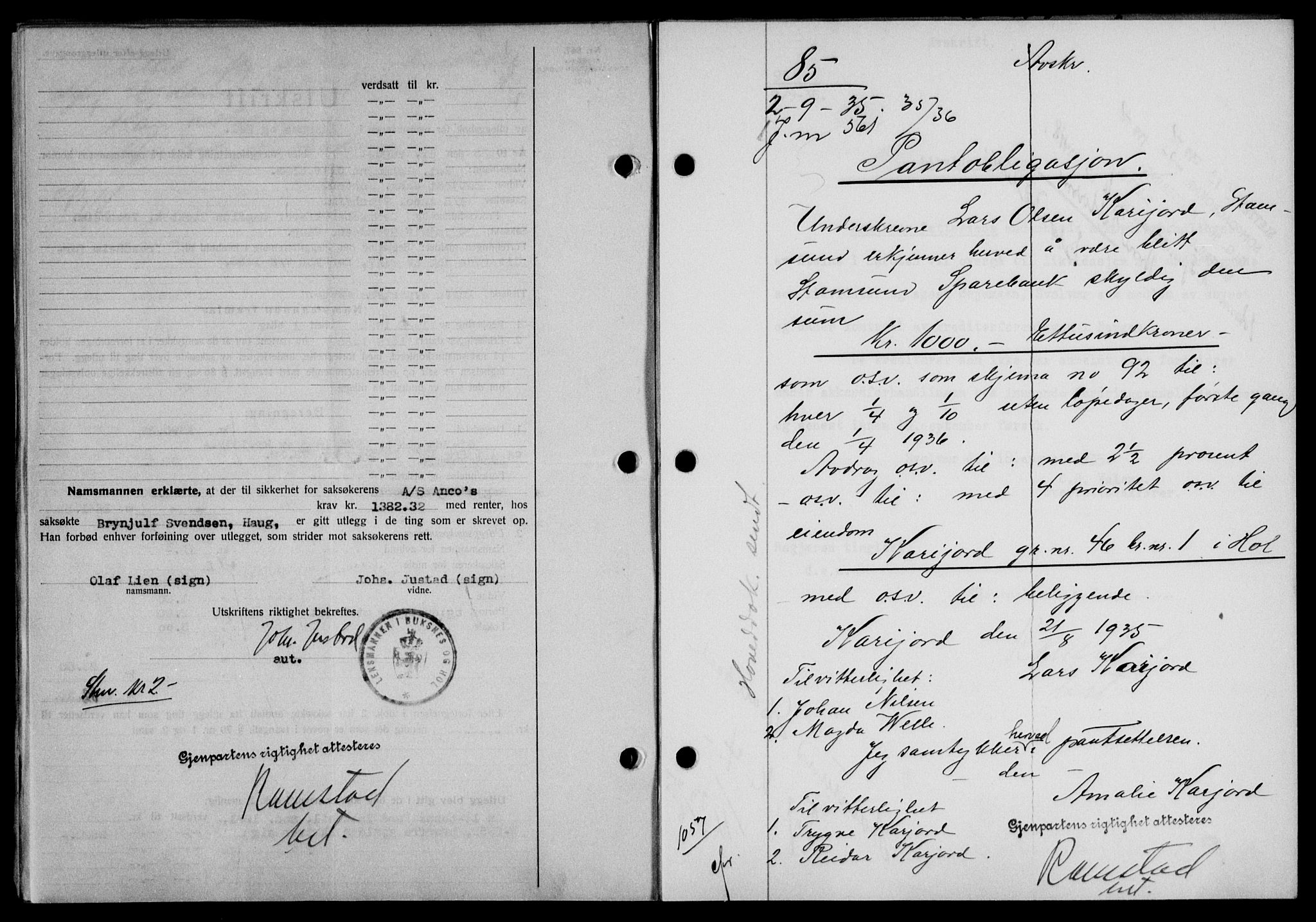 Lofoten sorenskriveri, AV/SAT-A-0017/1/2/2C/L0032b: Mortgage book no. 32b, 1935-1935, Deed date: 02.09.1935