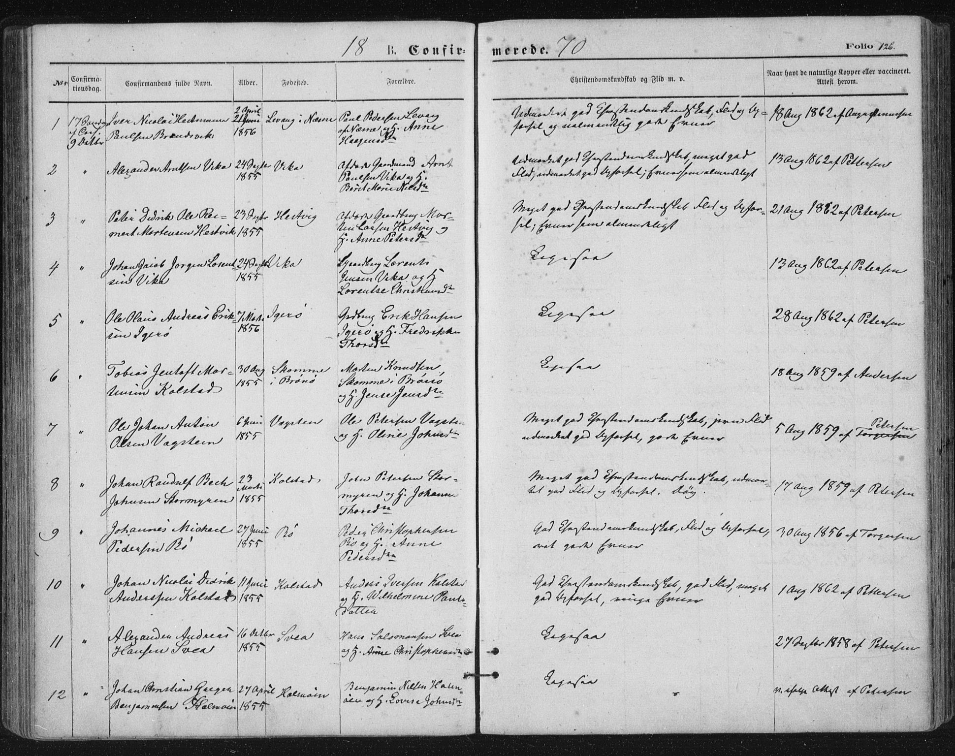 Ministerialprotokoller, klokkerbøker og fødselsregistre - Nordland, SAT/A-1459/816/L0241: Parish register (official) no. 816A07, 1870-1885, p. 126