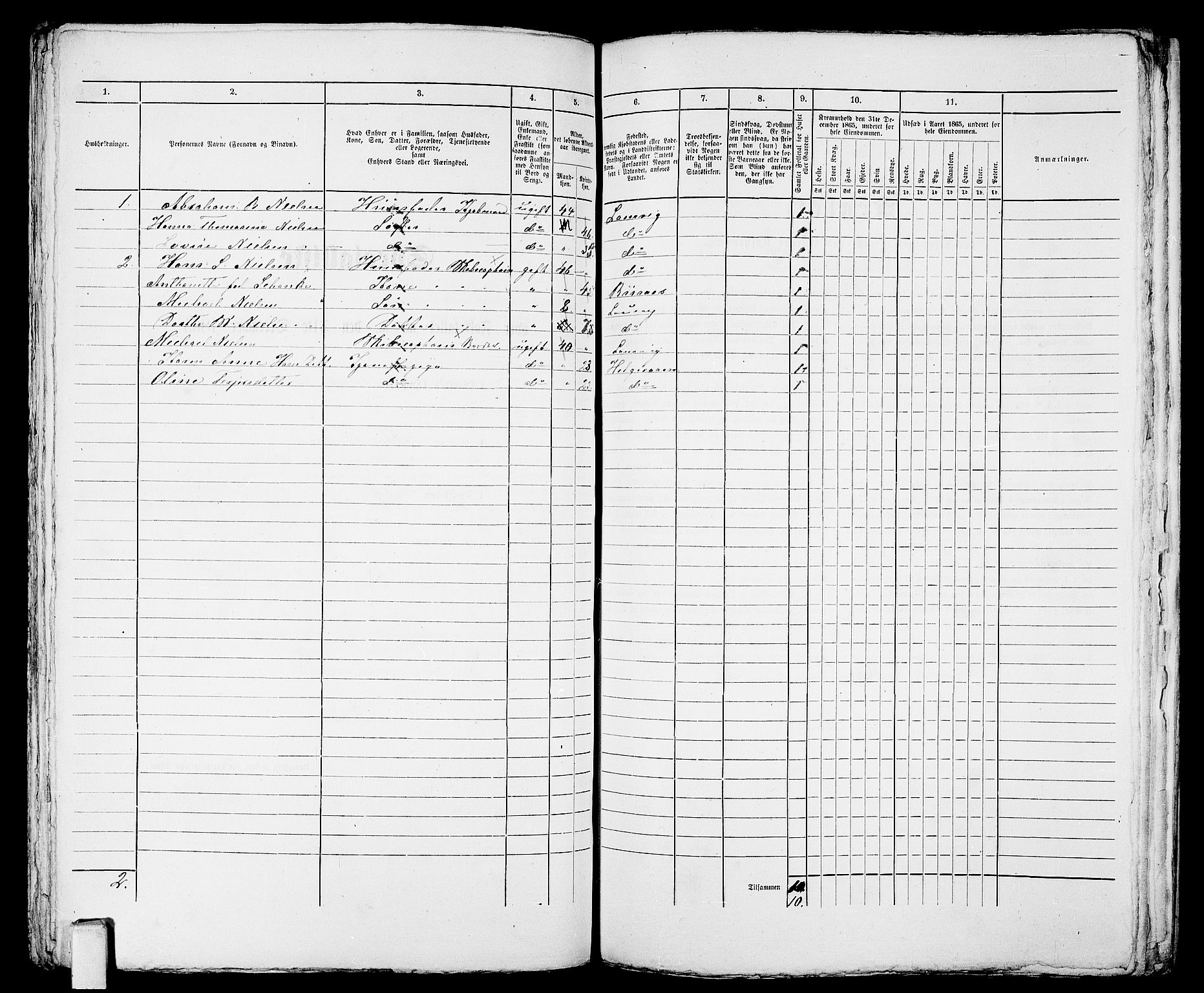 RA, 1865 census for Larvik, 1865, p. 867