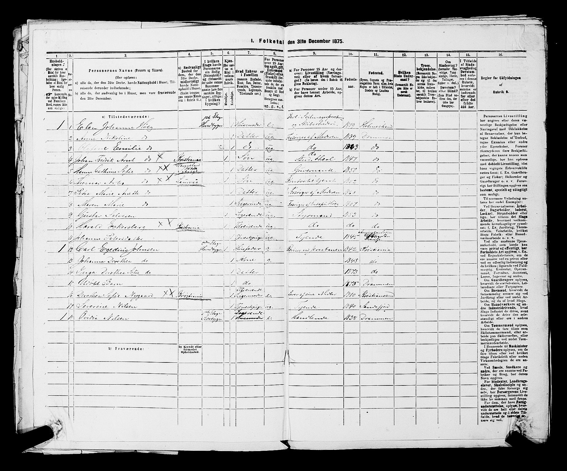 SAKO, 1875 census for 0602 Drammen, 1875, p. 3476