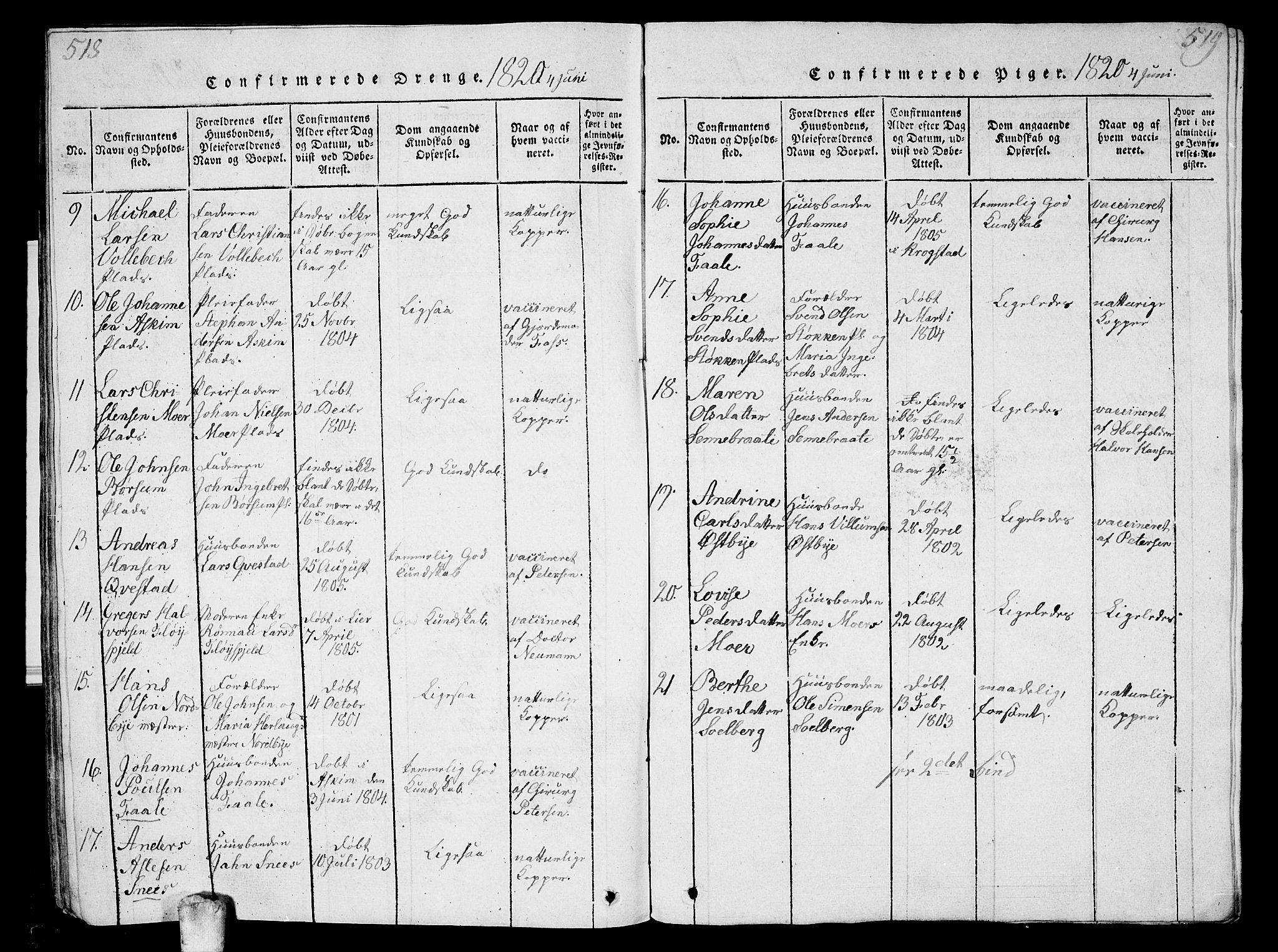 Ås prestekontor Kirkebøker, AV/SAO-A-10894/G/Ga/L0001: Parish register (copy) no. I 1, 1814-1820, p. 518-519