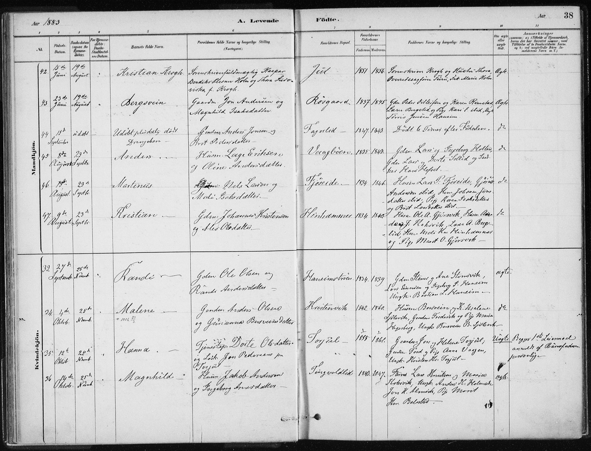 Ministerialprotokoller, klokkerbøker og fødselsregistre - Møre og Romsdal, AV/SAT-A-1454/586/L0987: Parish register (official) no. 586A13, 1879-1892, p. 38