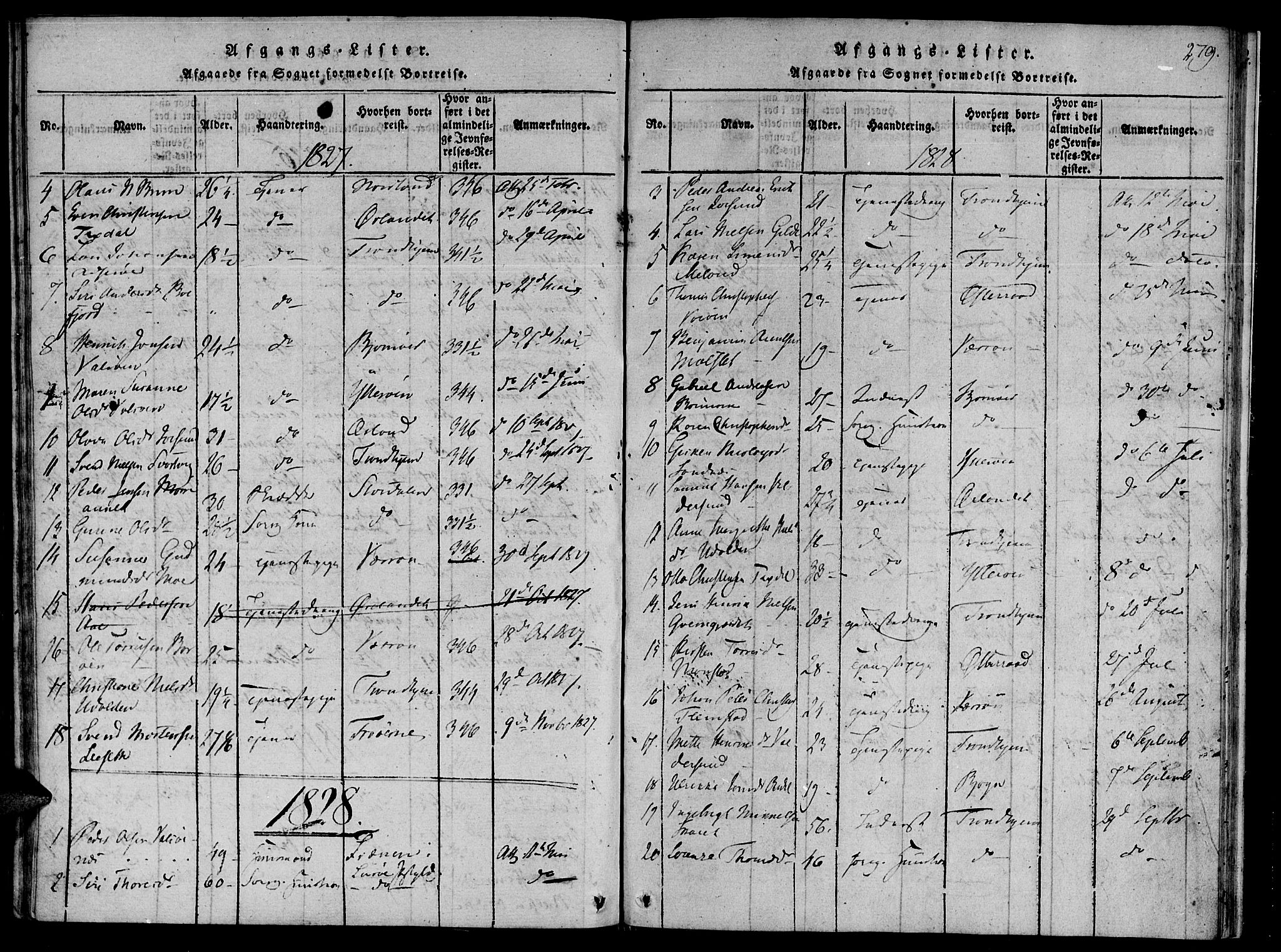 Ministerialprotokoller, klokkerbøker og fødselsregistre - Sør-Trøndelag, SAT/A-1456/655/L0675: Parish register (official) no. 655A04, 1818-1830, p. 279