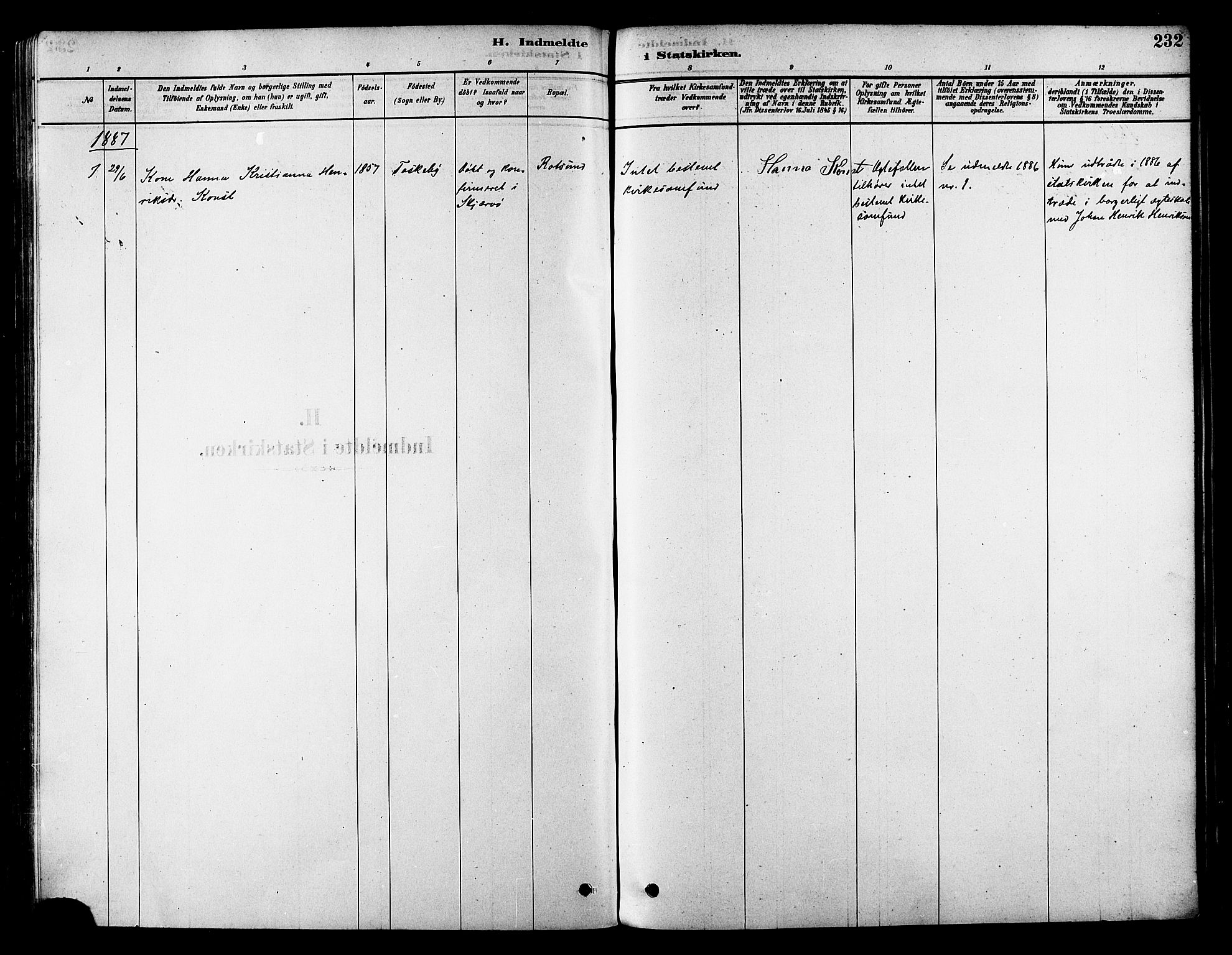 Skjervøy sokneprestkontor, SATØ/S-1300/H/Ha/Haa/L0009kirke: Parish register (official) no. 9, 1878-1887, p. 232