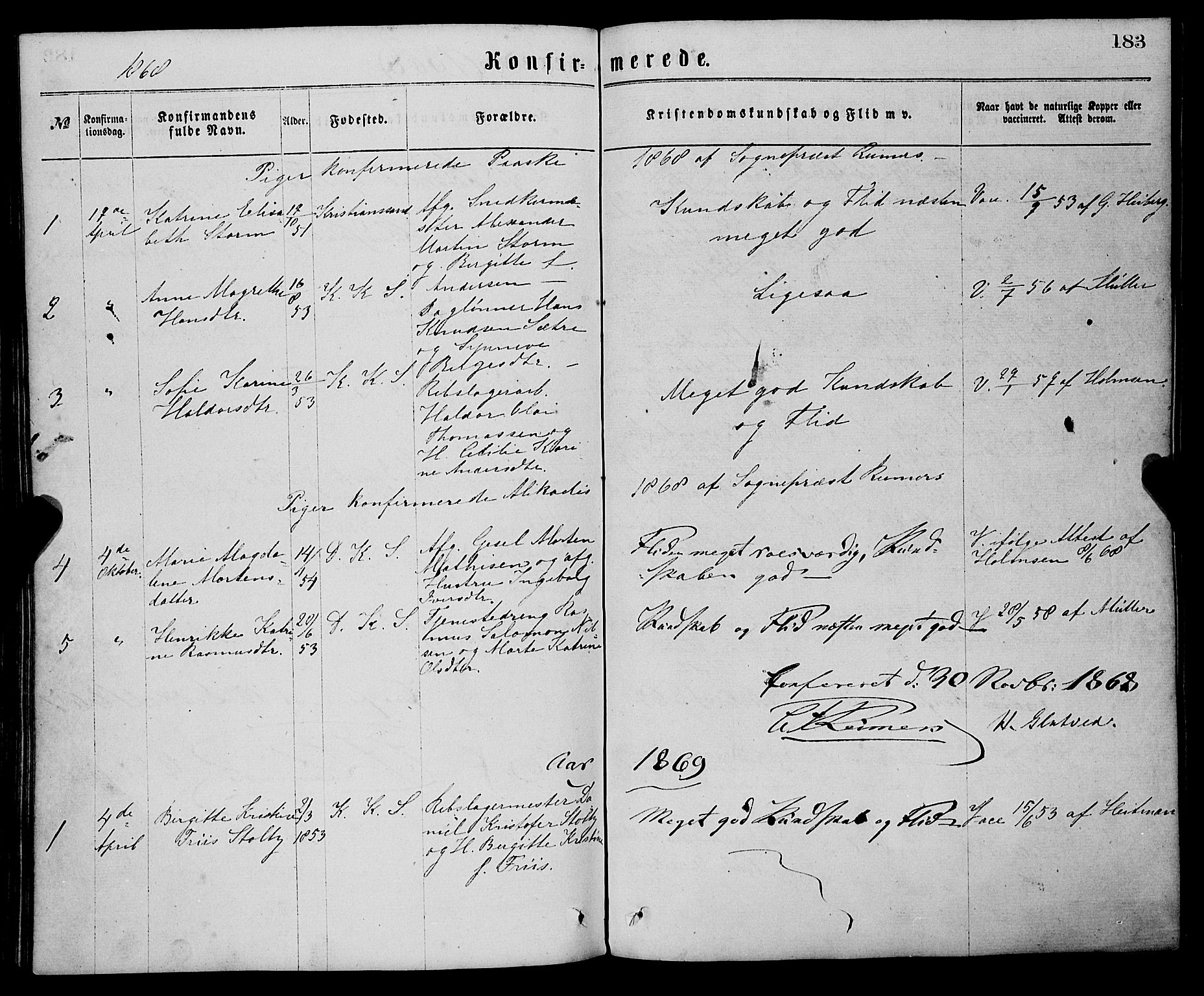 Sandviken Sokneprestembete, SAB/A-77601/H/Ha/L0001: Parish register (official) no. A 1, 1867-1877, p. 183