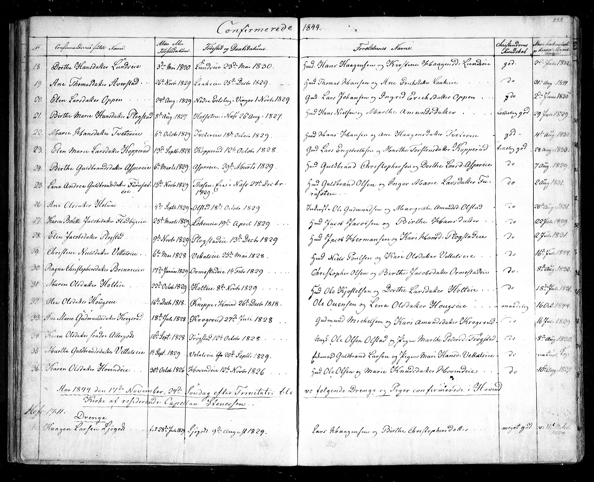 Ullensaker prestekontor Kirkebøker, AV/SAO-A-10236a/F/Fa/L0014.b: Parish register (official) no. I 14B, 1836-1850, p. 288