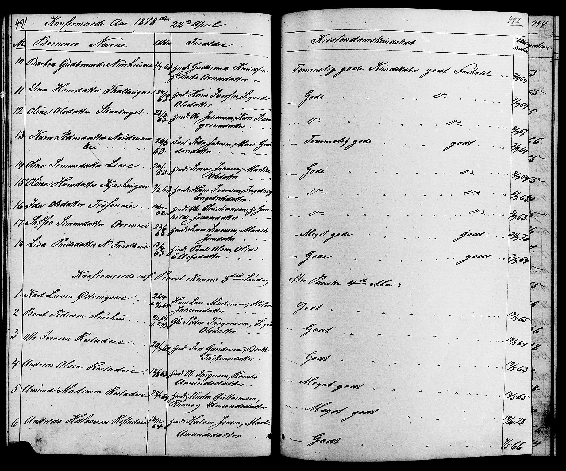 Østre Gausdal prestekontor, AV/SAH-PREST-092/H/Ha/Hab/L0001: Parish register (copy) no. 1, 1863-1893, p. 491-492