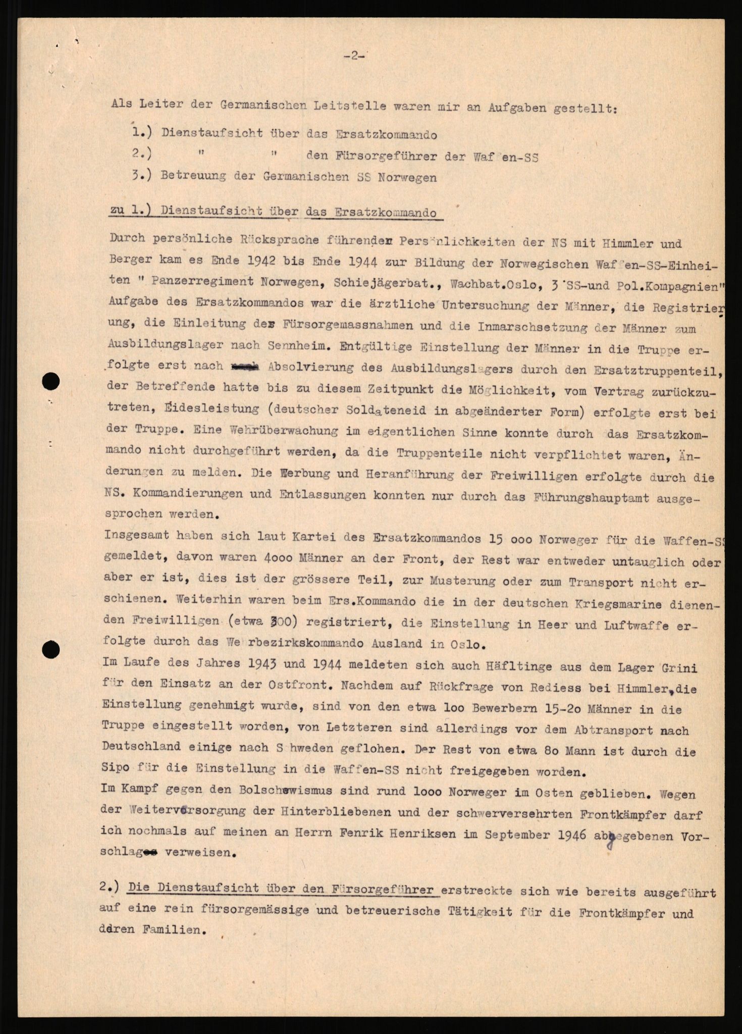 Forsvaret, Forsvarets overkommando II, RA/RAFA-3915/D/Db/L0020: CI Questionaires. Tyske okkupasjonsstyrker i Norge. Tyskere., 1945-1946, p. 40