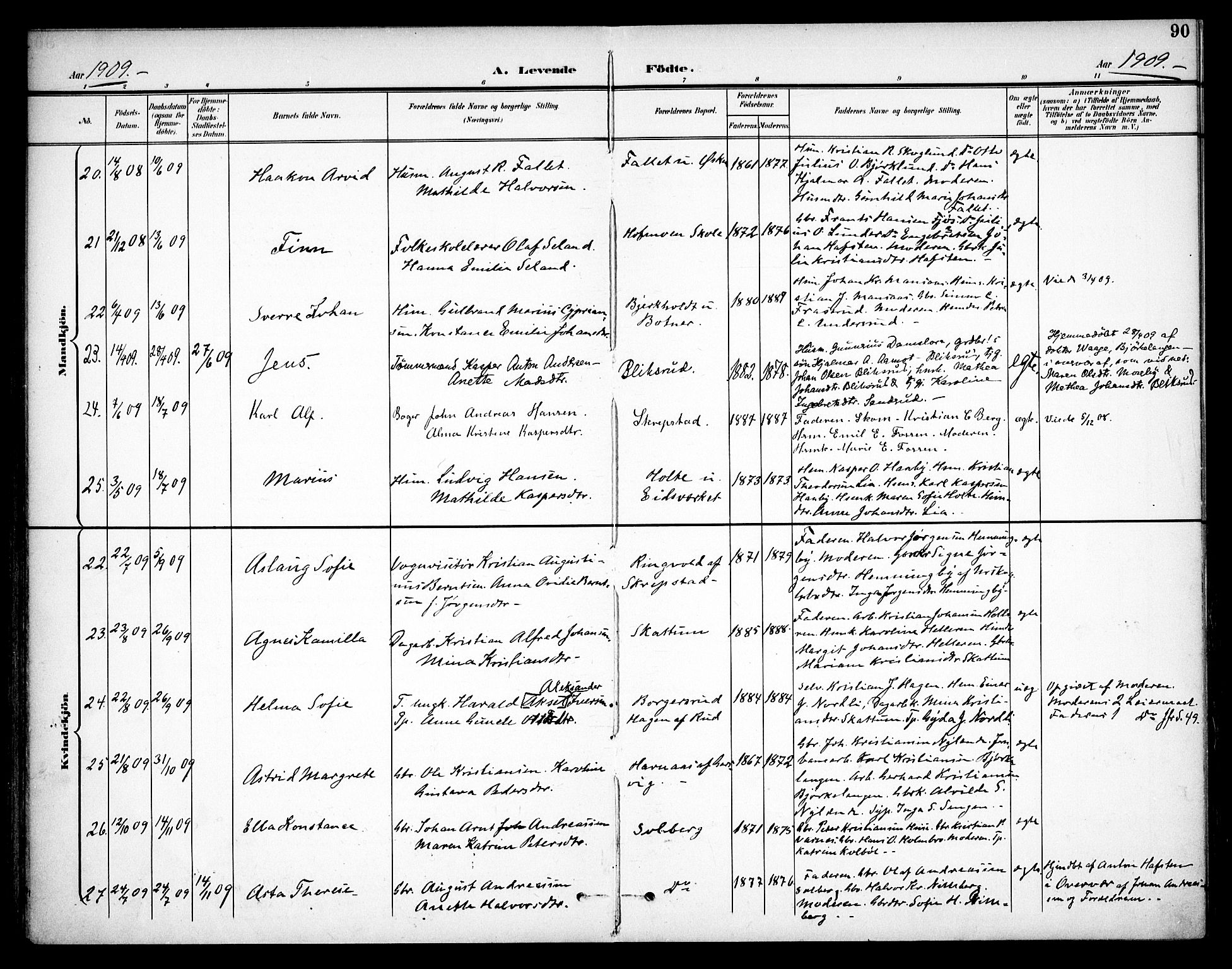 Høland prestekontor Kirkebøker, AV/SAO-A-10346a/F/Fa/L0015: Parish register (official) no. I 15, 1897-1912, p. 90