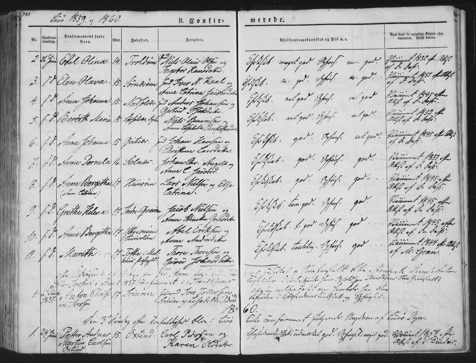 Ministerialprotokoller, klokkerbøker og fødselsregistre - Nordland, AV/SAT-A-1459/839/L0565: Parish register (official) no. 839A02, 1825-1862, p. 345