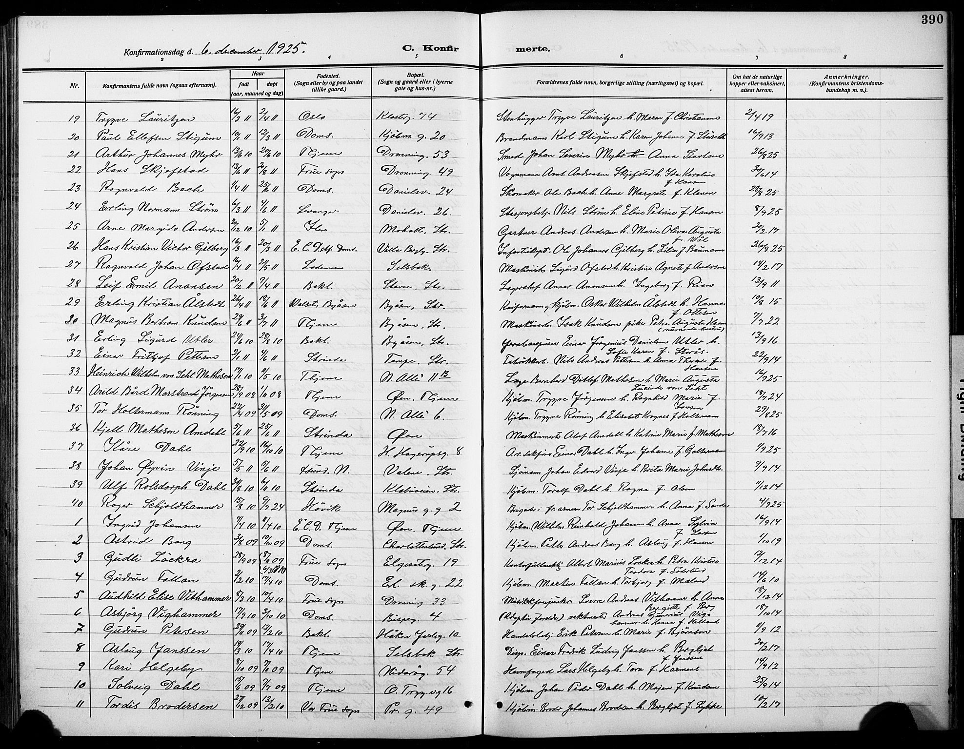 Ministerialprotokoller, klokkerbøker og fødselsregistre - Sør-Trøndelag, SAT/A-1456/601/L0096: Parish register (copy) no. 601C14, 1911-1931, p. 390