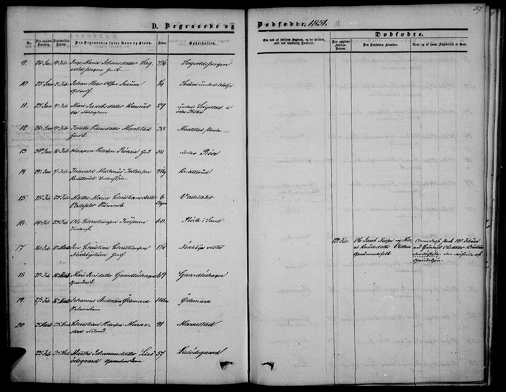 Vestre Toten prestekontor, SAH/PREST-108/H/Ha/Haa/L0005: Parish register (official) no. 5, 1850-1855, p. 267