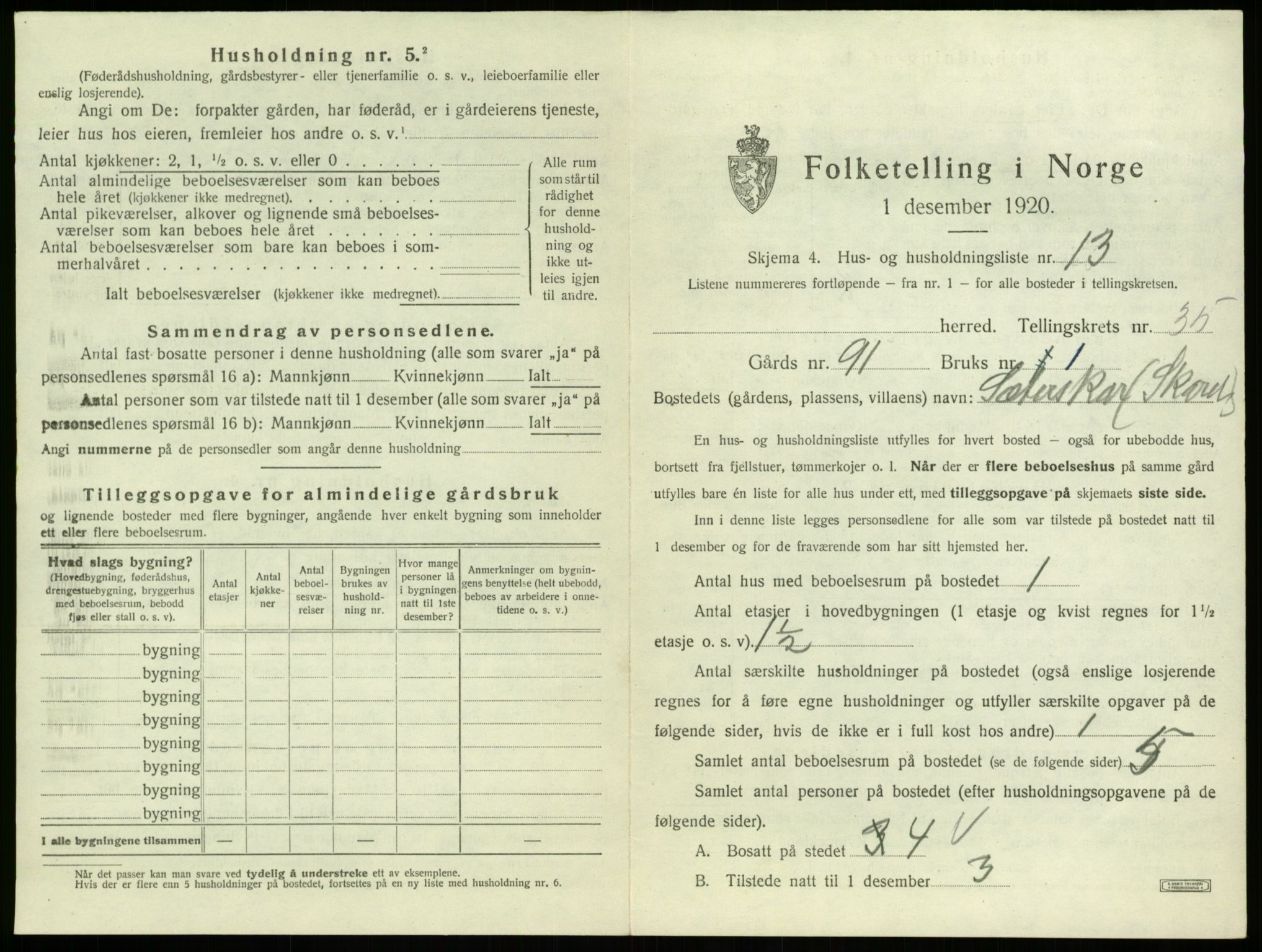 SAB, 1920 census for Kinn, 1920, p. 1728