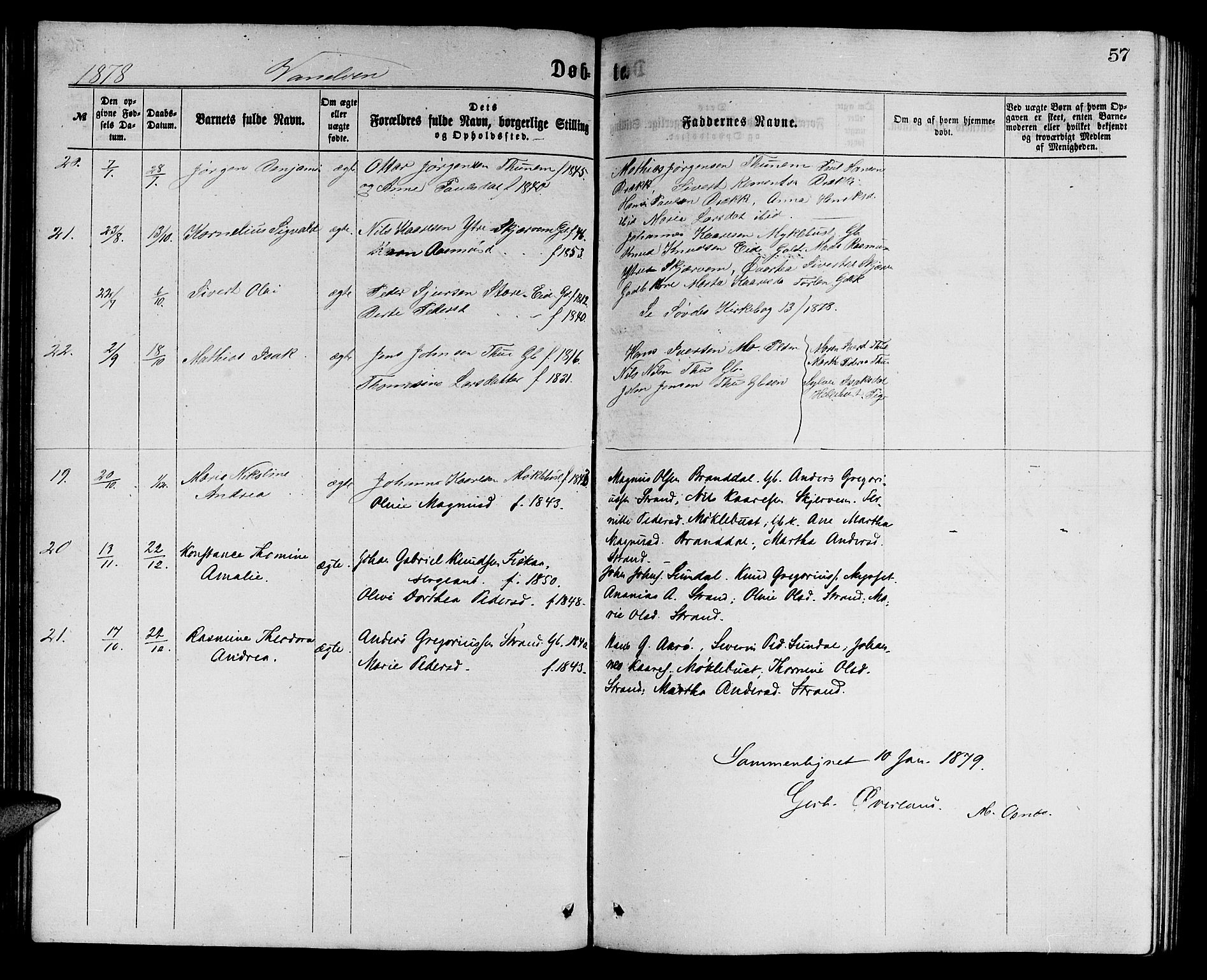 Ministerialprotokoller, klokkerbøker og fødselsregistre - Møre og Romsdal, SAT/A-1454/501/L0016: Parish register (copy) no. 501C02, 1868-1884, p. 57
