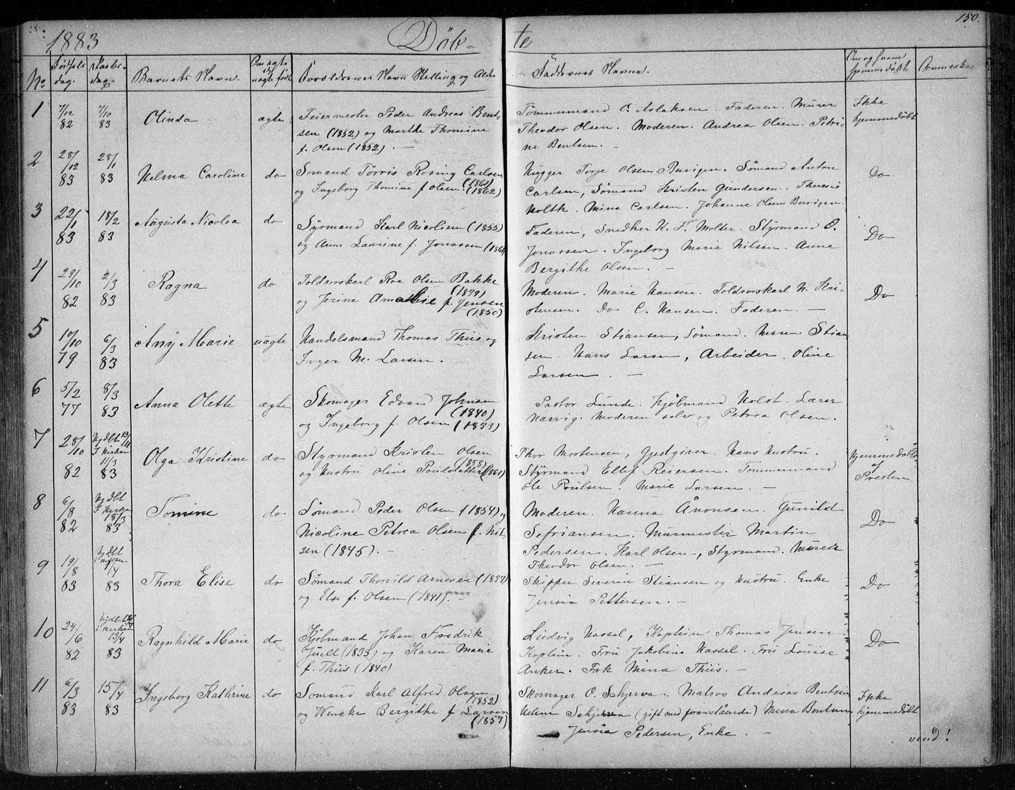 Risør sokneprestkontor, AV/SAK-1111-0035/F/Fb/L0006: Parish register (copy) no. B 6, 1850-1884, p. 150