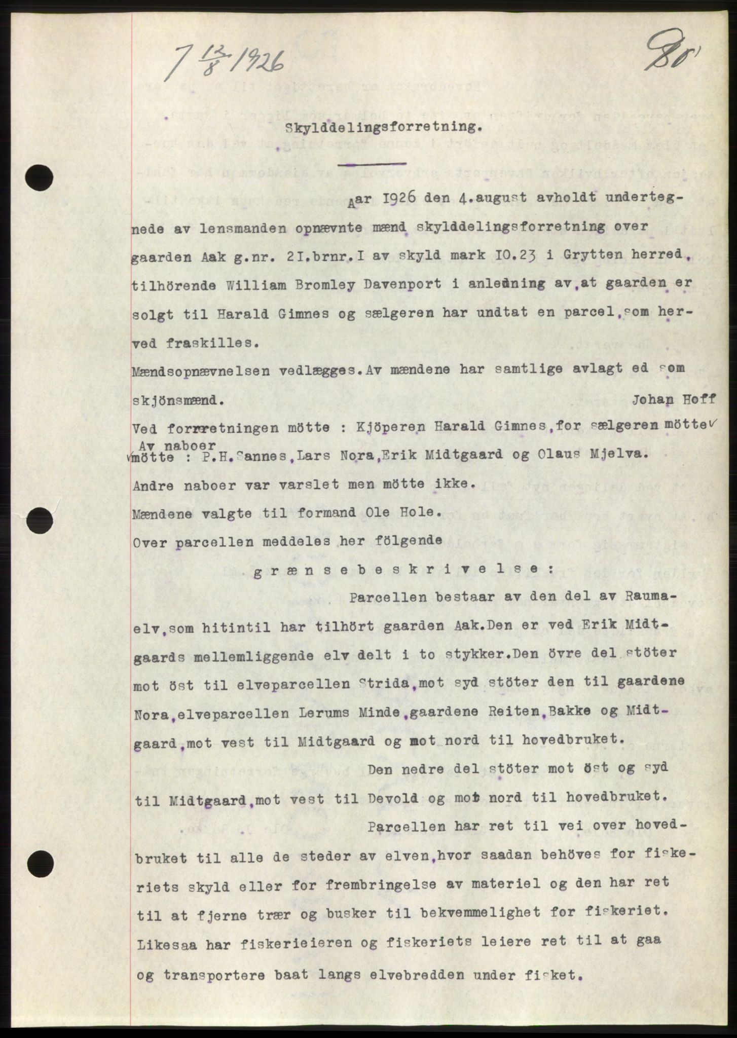 Romsdal sorenskriveri, AV/SAT-A-4149/1/2/2C/L0051: Mortgage book no. 45, 1926-1927, Deed date: 12.08.1926