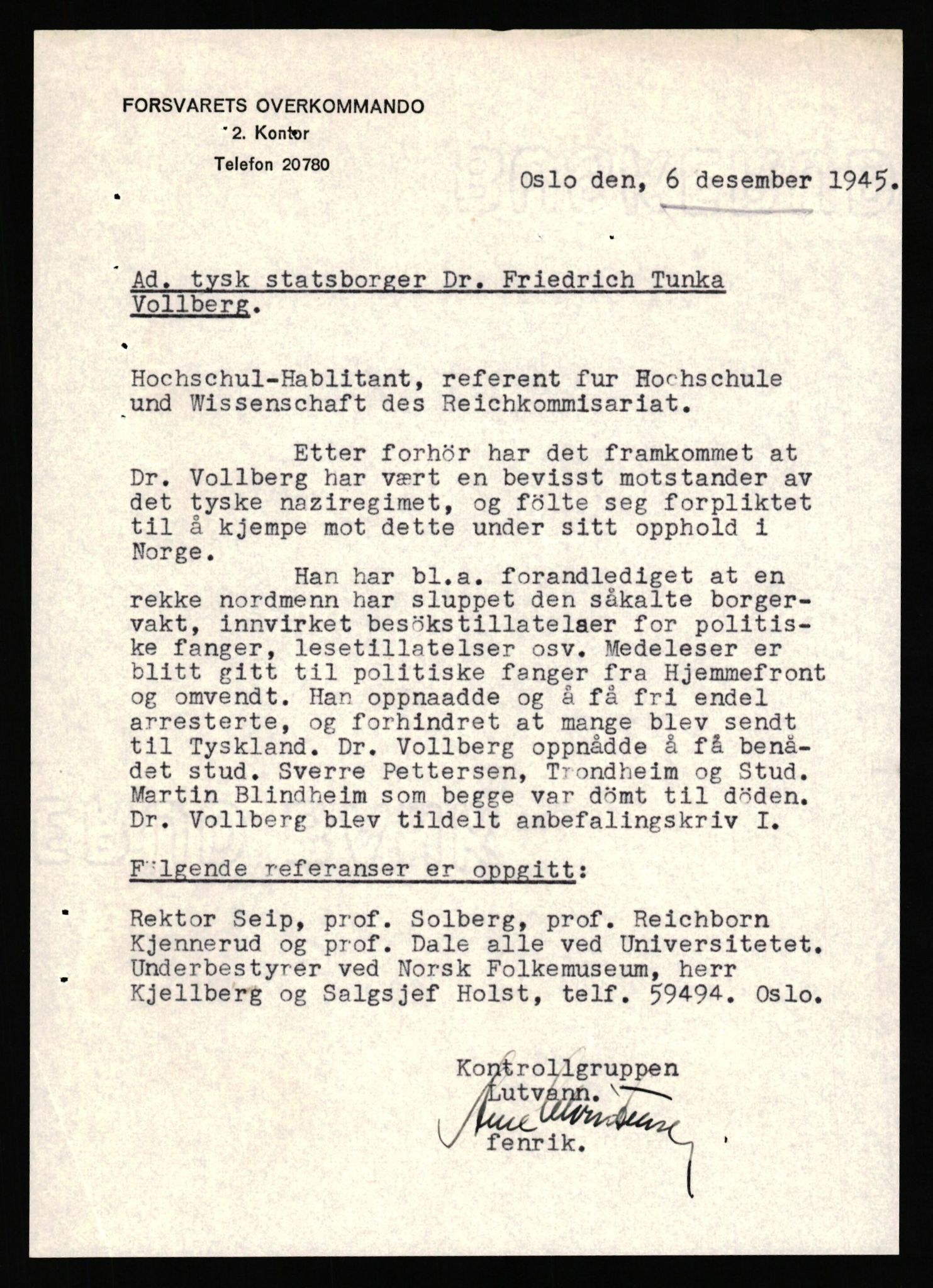 Forsvaret, Forsvarets overkommando II, AV/RA-RAFA-3915/D/Db/L0034: CI Questionaires. Tyske okkupasjonsstyrker i Norge. Tyskere., 1945-1946, p. 328