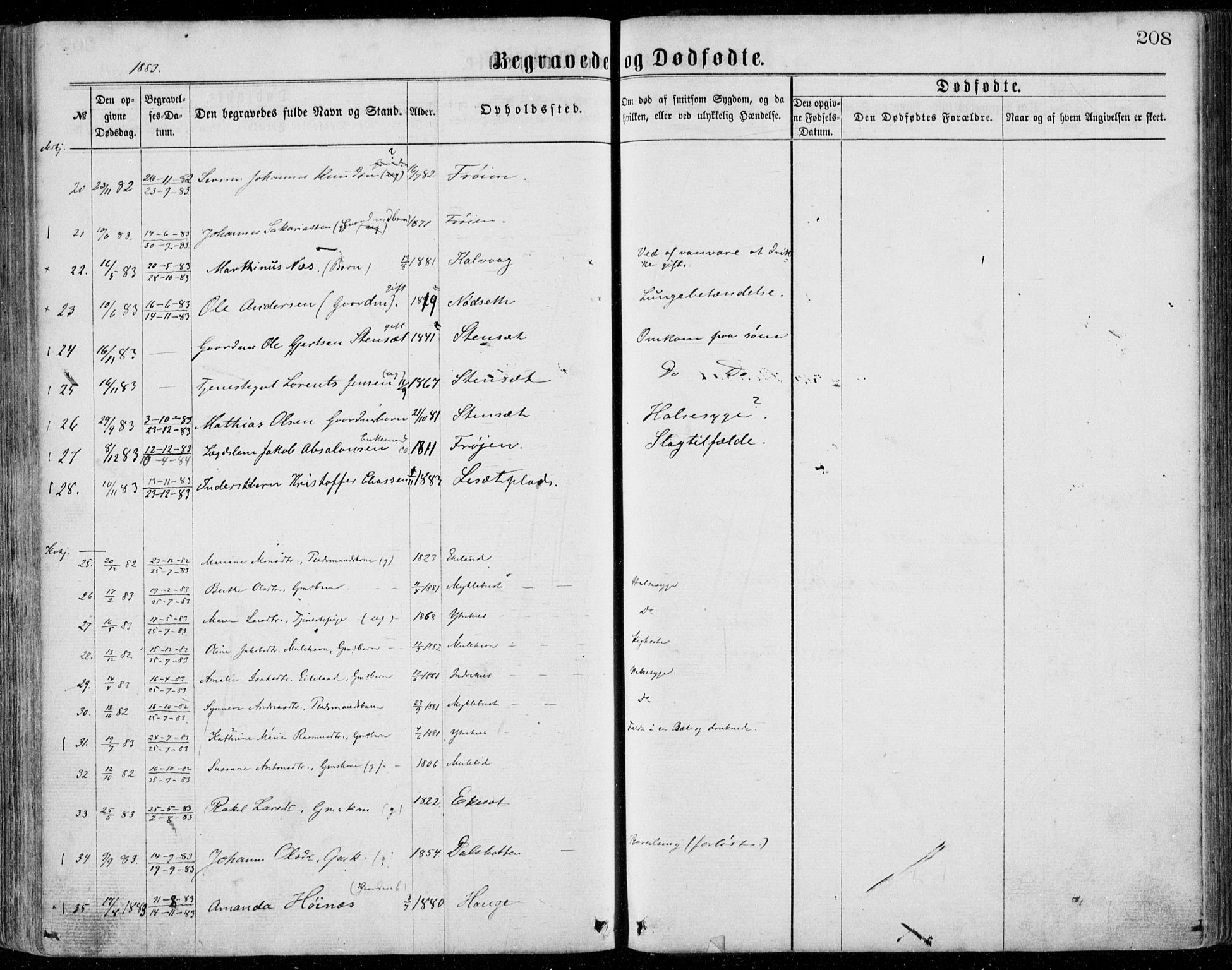 Bremanger sokneprestembete, AV/SAB-A-82201/H/Haa/Haaa/L0001: Parish register (official) no. A  1, 1864-1883, p. 208