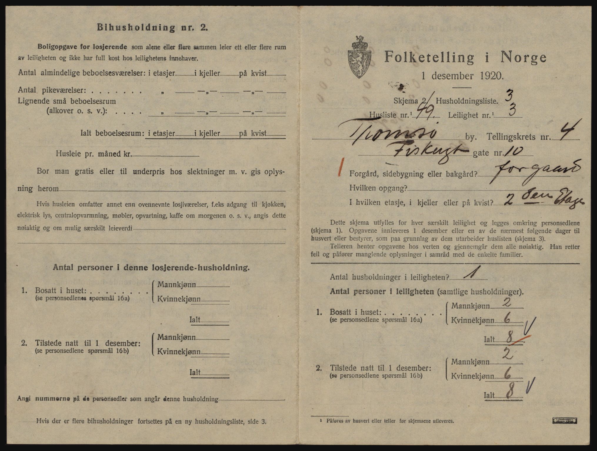 SATØ, 1920 census for Tromsø, 1920, p. 3609