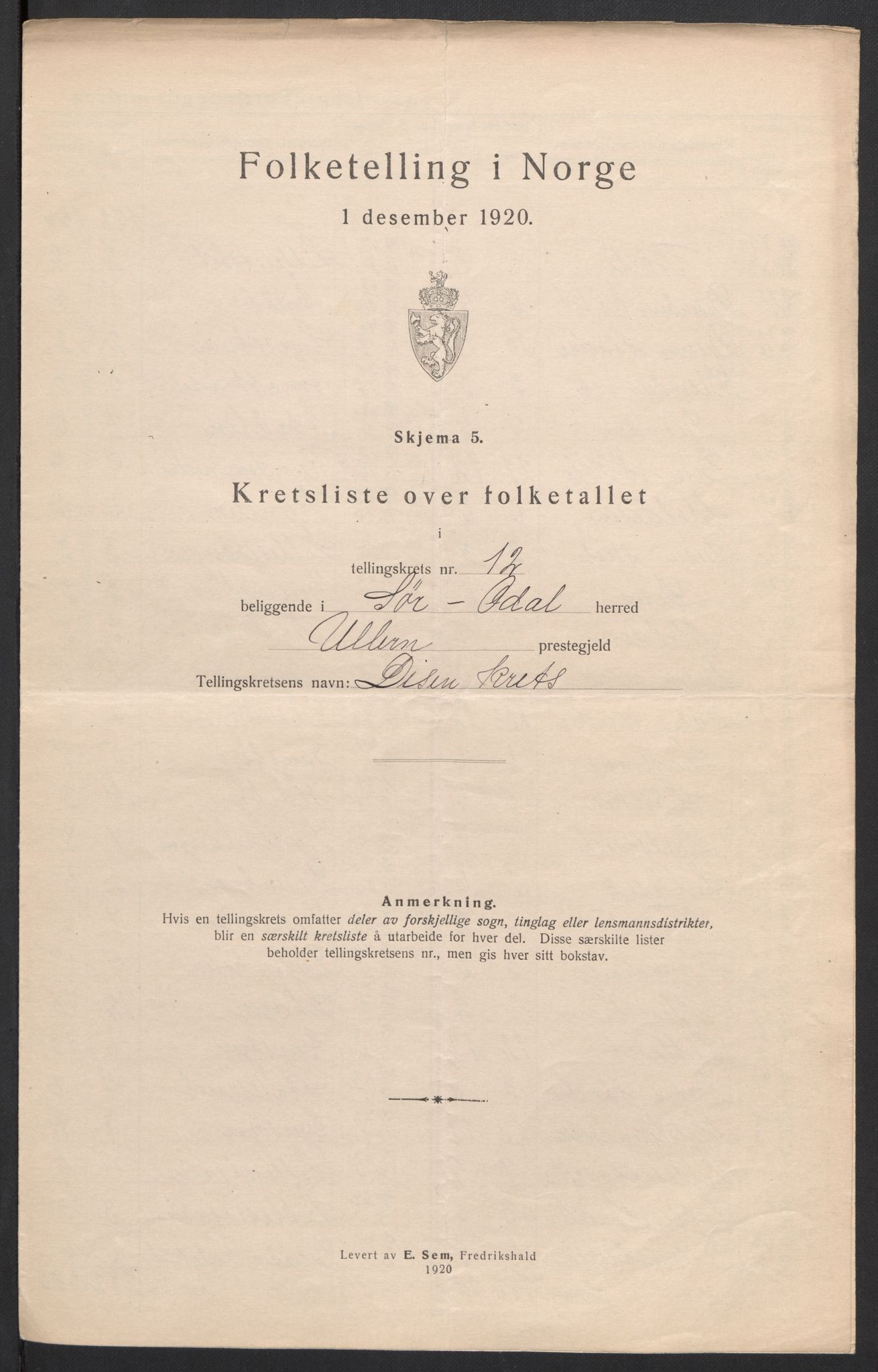 SAH, 1920 census for Sør-Odal, 1920, p. 52