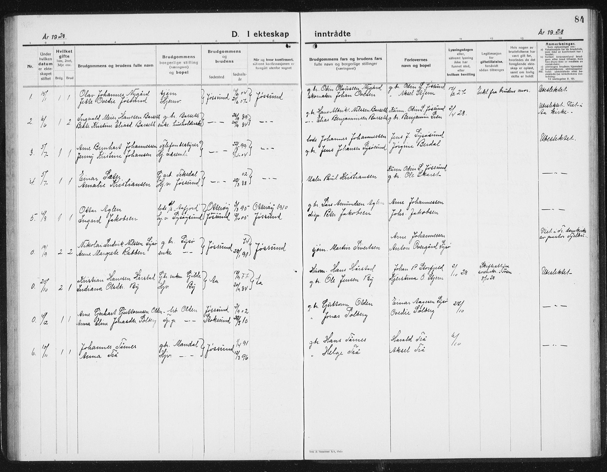 Ministerialprotokoller, klokkerbøker og fødselsregistre - Sør-Trøndelag, SAT/A-1456/654/L0667: Parish register (copy) no. 654C03, 1924-1939, p. 84