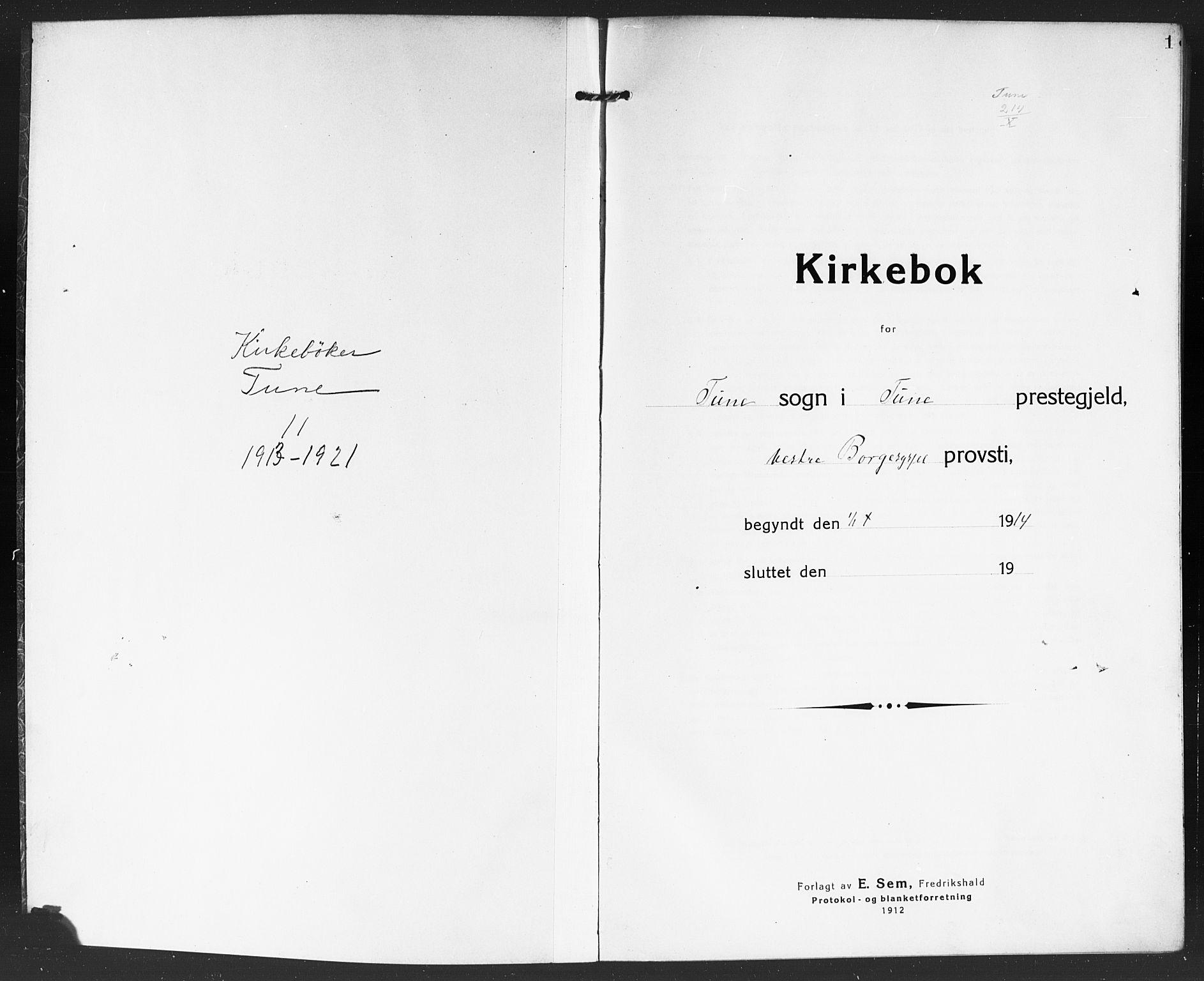 Tune prestekontor Kirkebøker, SAO/A-2007/G/Ga/L0003: Parish register (copy) no. I 3, 1914-1919, p. 1