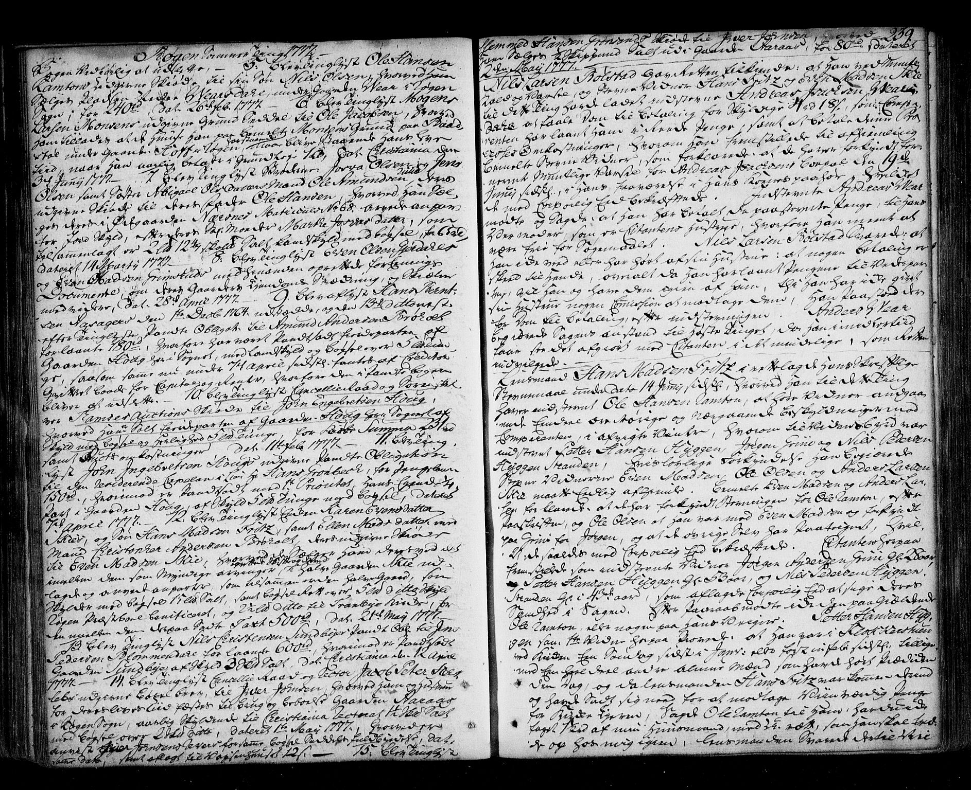 Lier, Røyken og Hurum sorenskriveri, AV/SAKO-A-89/F/Fa/L0056: Tingbok, 1775-1779, p. 239