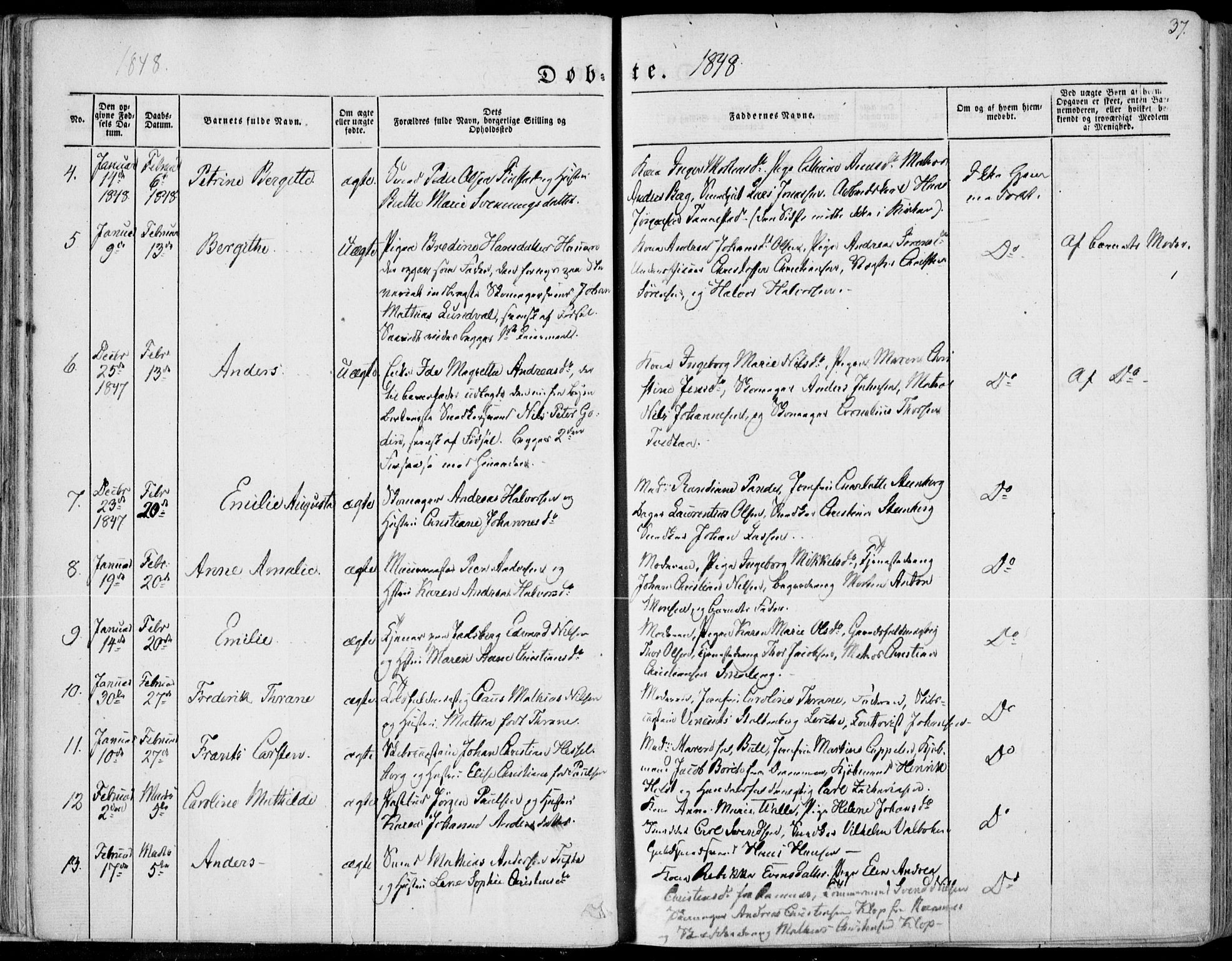 Tønsberg kirkebøker, SAKO/A-330/F/Fa/L0007: Parish register (official) no. I 7, 1845-1854, p. 37