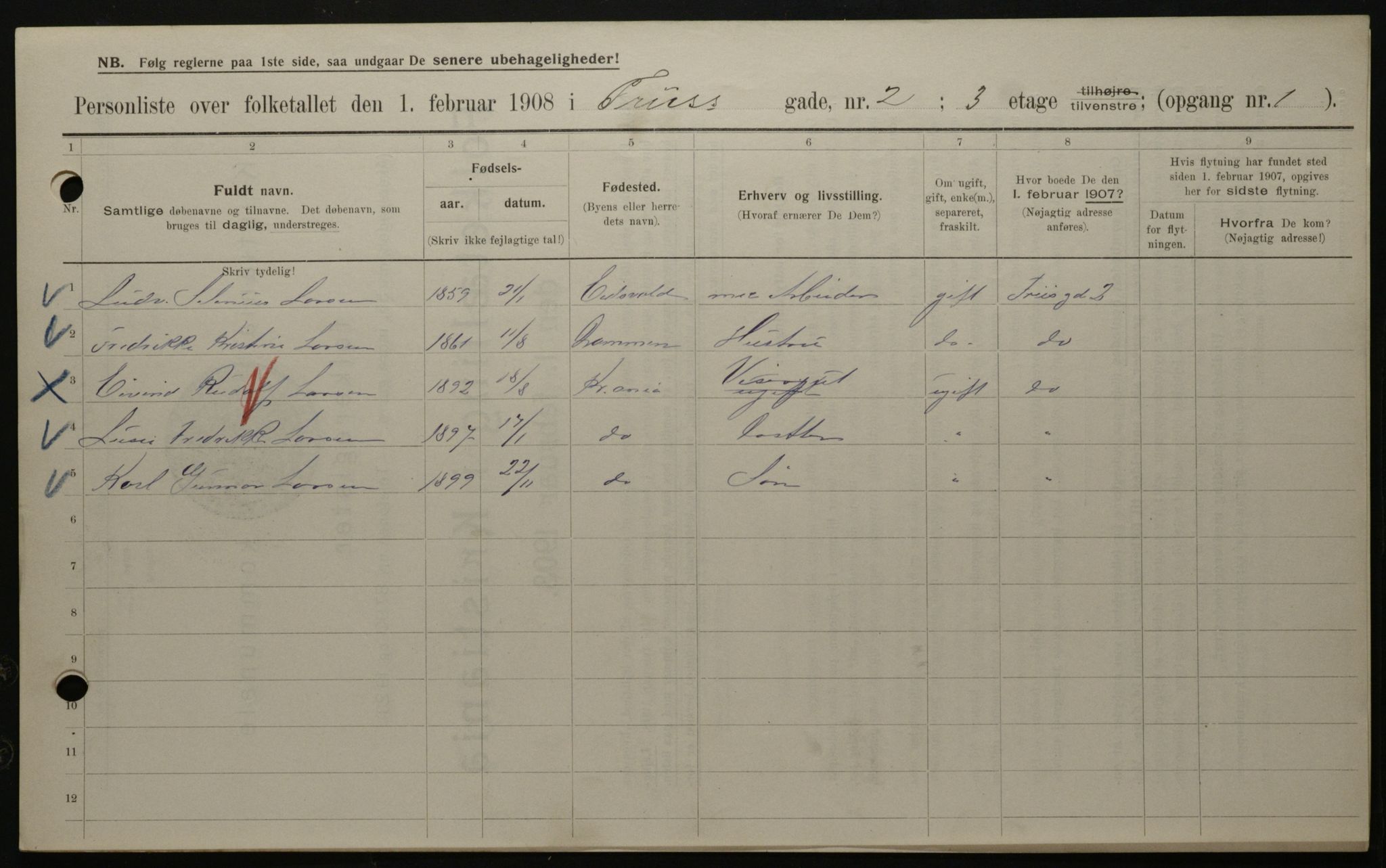 OBA, Municipal Census 1908 for Kristiania, 1908, p. 24235