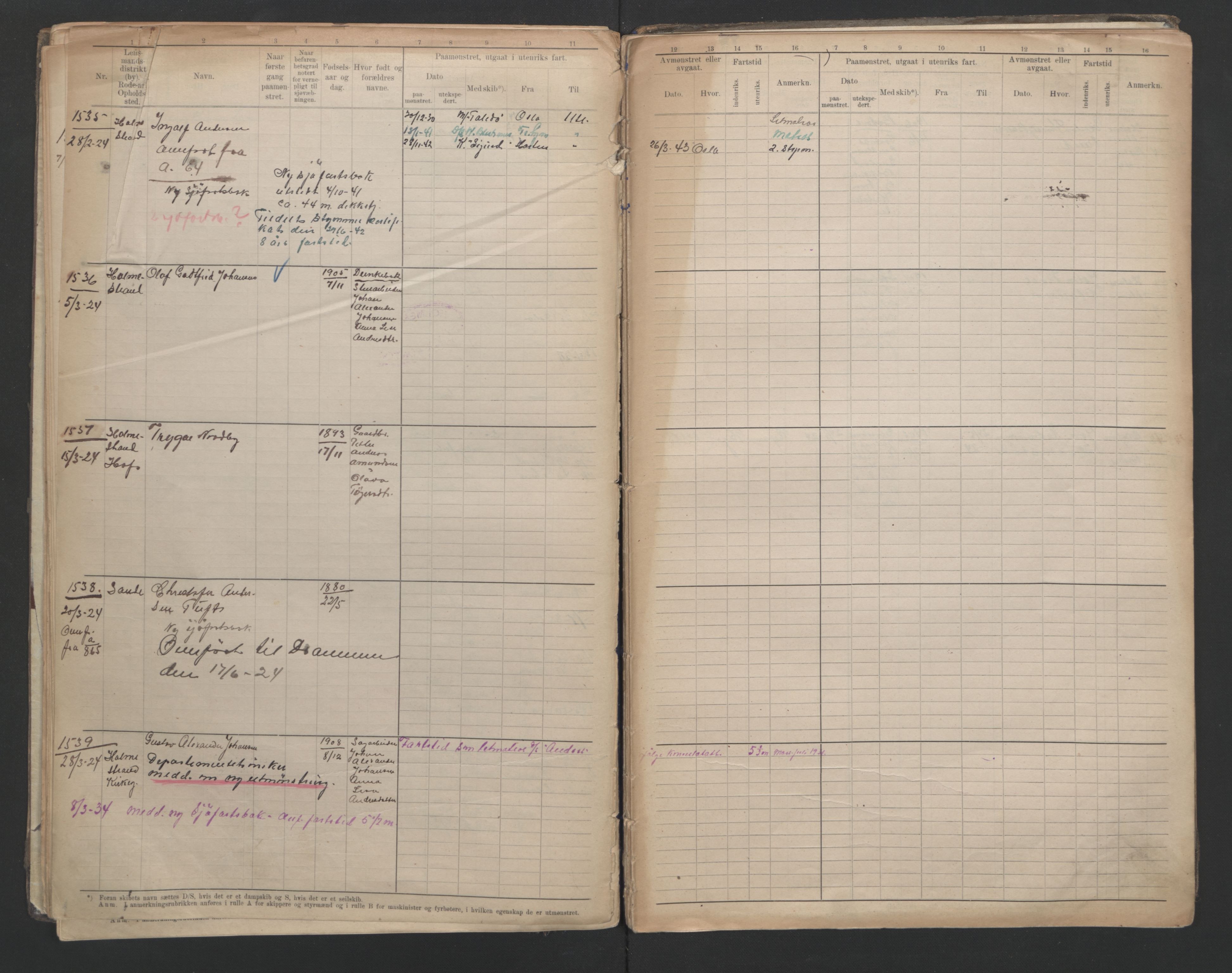 Holmestrand innrulleringskontor, AV/SAKO-A-1151/F/Fc/L0006: Hovedrulle, 1922-1929, p. 35