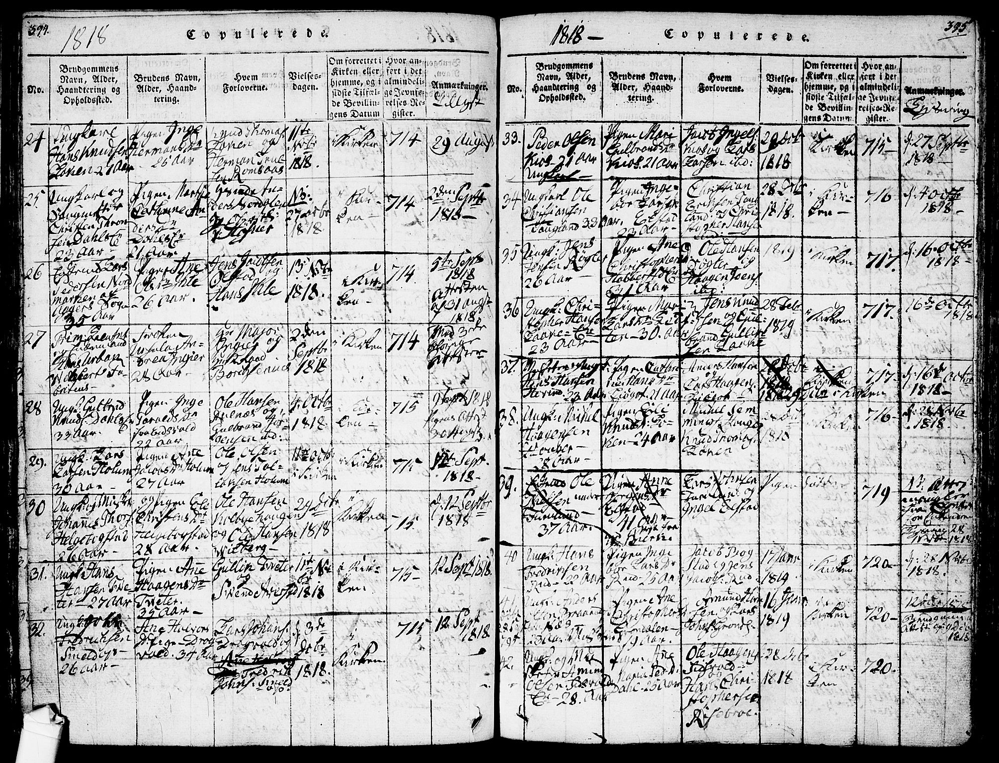 Ullensaker prestekontor Kirkebøker, SAO/A-10236a/F/Fa/L0013: Parish register (official) no. I 13, 1815-1835, p. 394-395