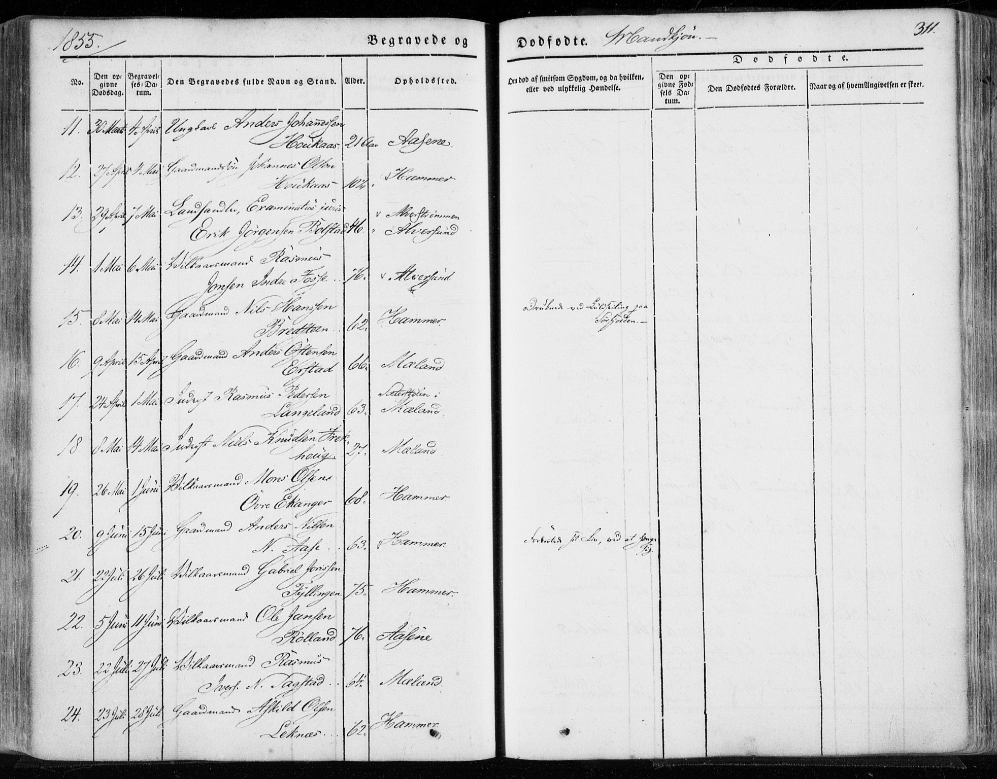 Hamre sokneprestembete, AV/SAB-A-75501/H/Ha/Haa/Haaa/L0013: Parish register (official) no. A 13, 1846-1857, p. 311