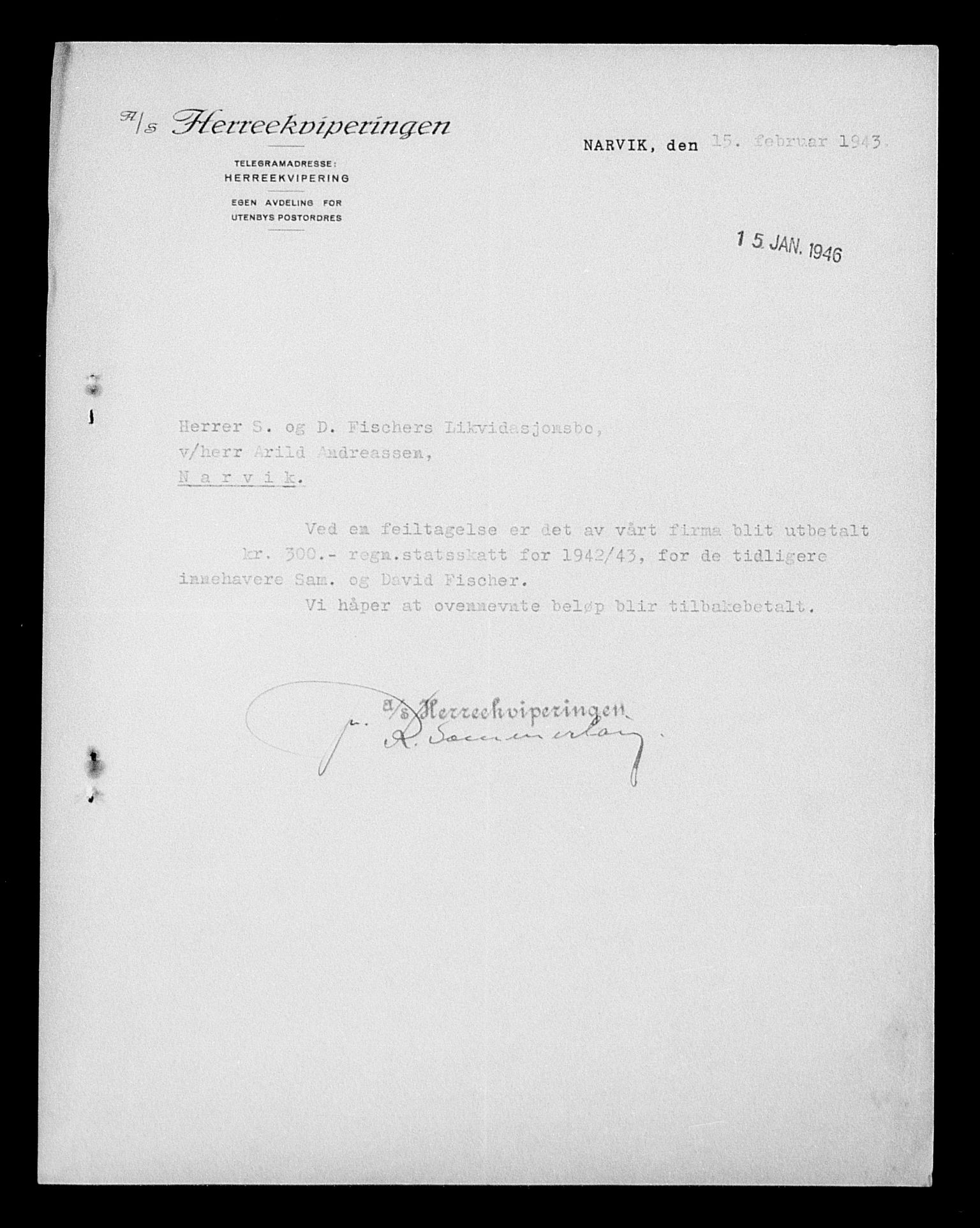 Justisdepartementet, Tilbakeføringskontoret for inndratte formuer, AV/RA-S-1564/H/Hc/Hcb/L0913: --, 1945-1947, p. 191