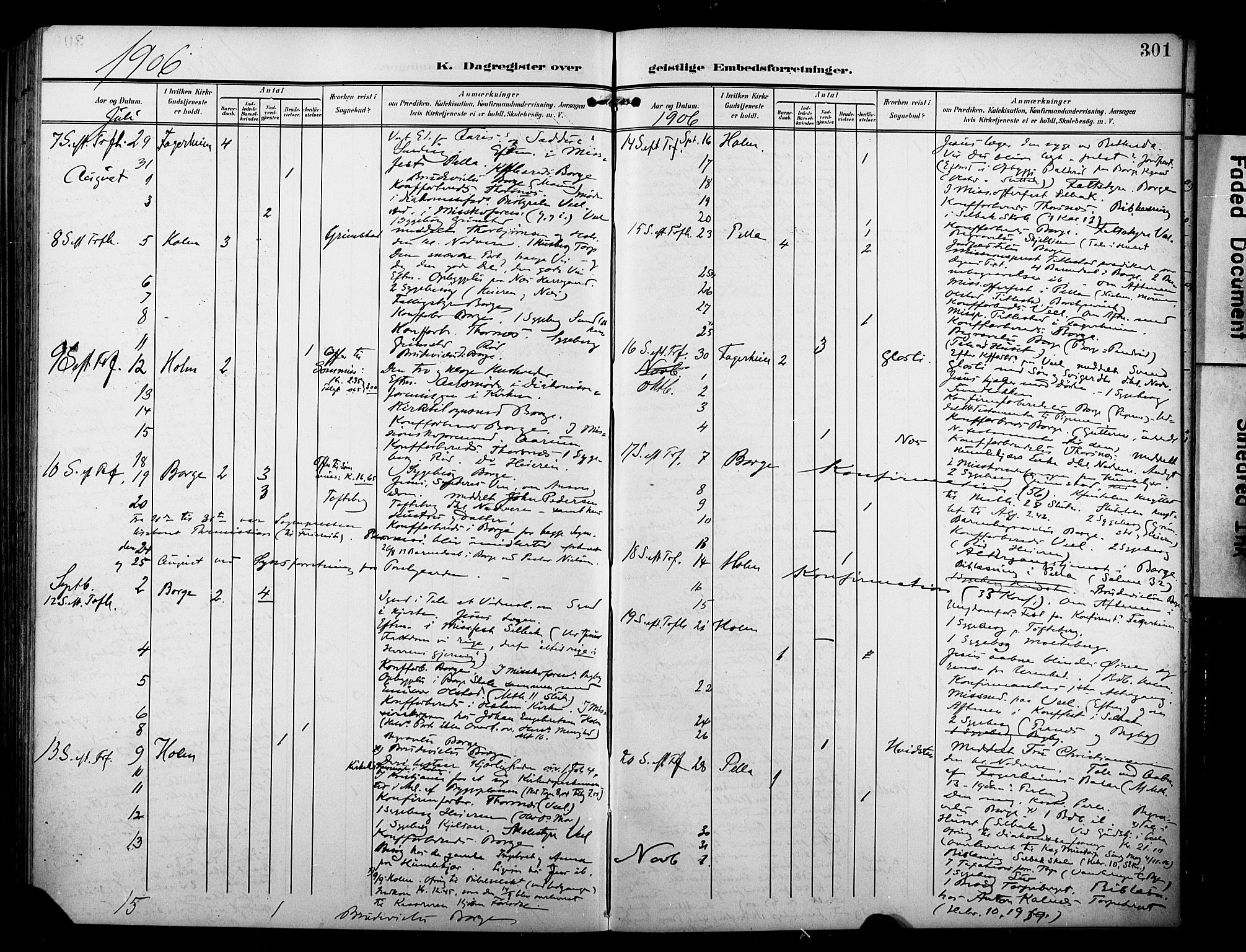 Borge prestekontor Kirkebøker, AV/SAO-A-10903/F/Fa/L0009: Parish register (official) no. I 9, 1902-1911, p. 301