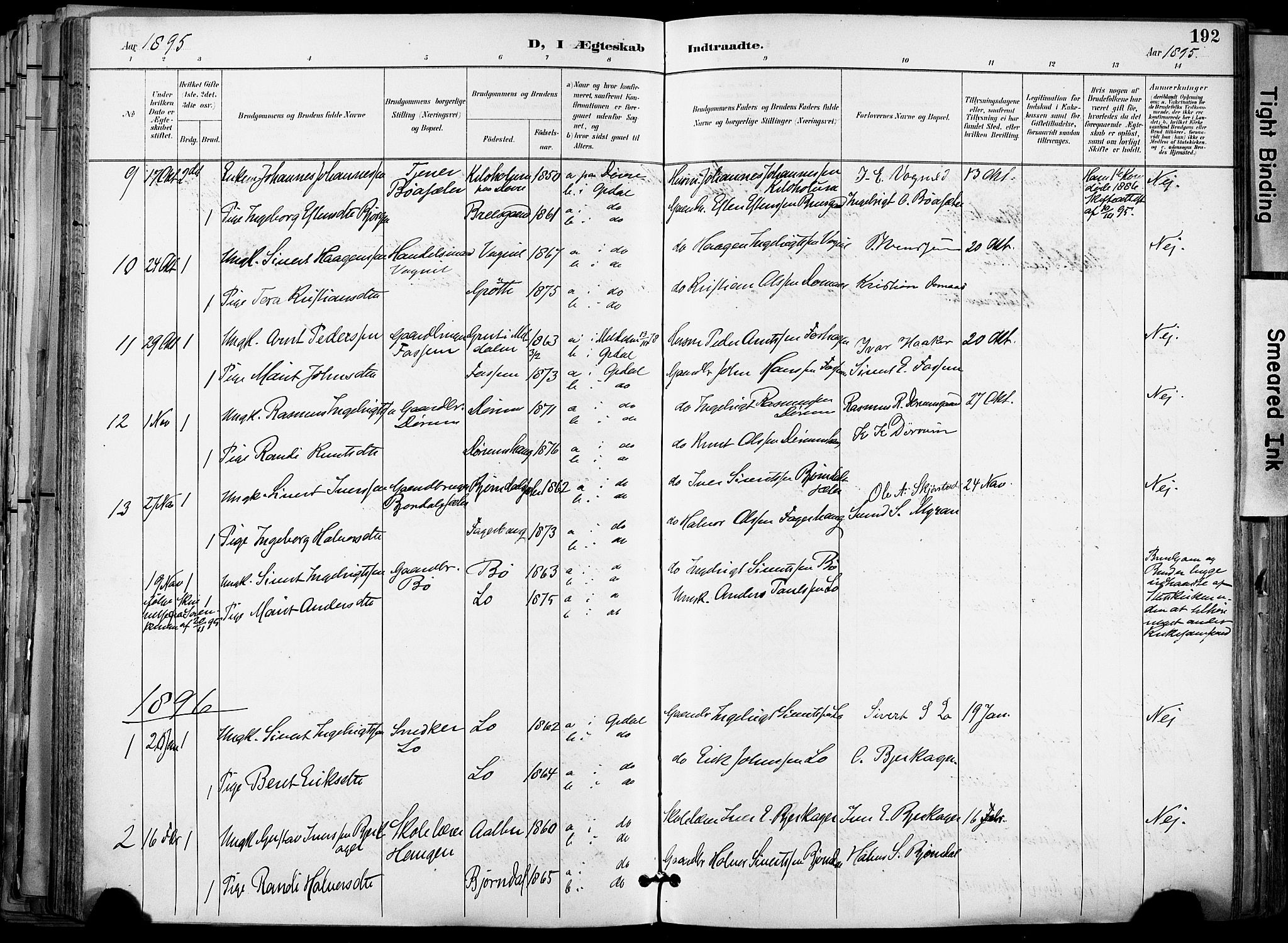 Ministerialprotokoller, klokkerbøker og fødselsregistre - Sør-Trøndelag, SAT/A-1456/678/L0902: Parish register (official) no. 678A11, 1895-1911, p. 192