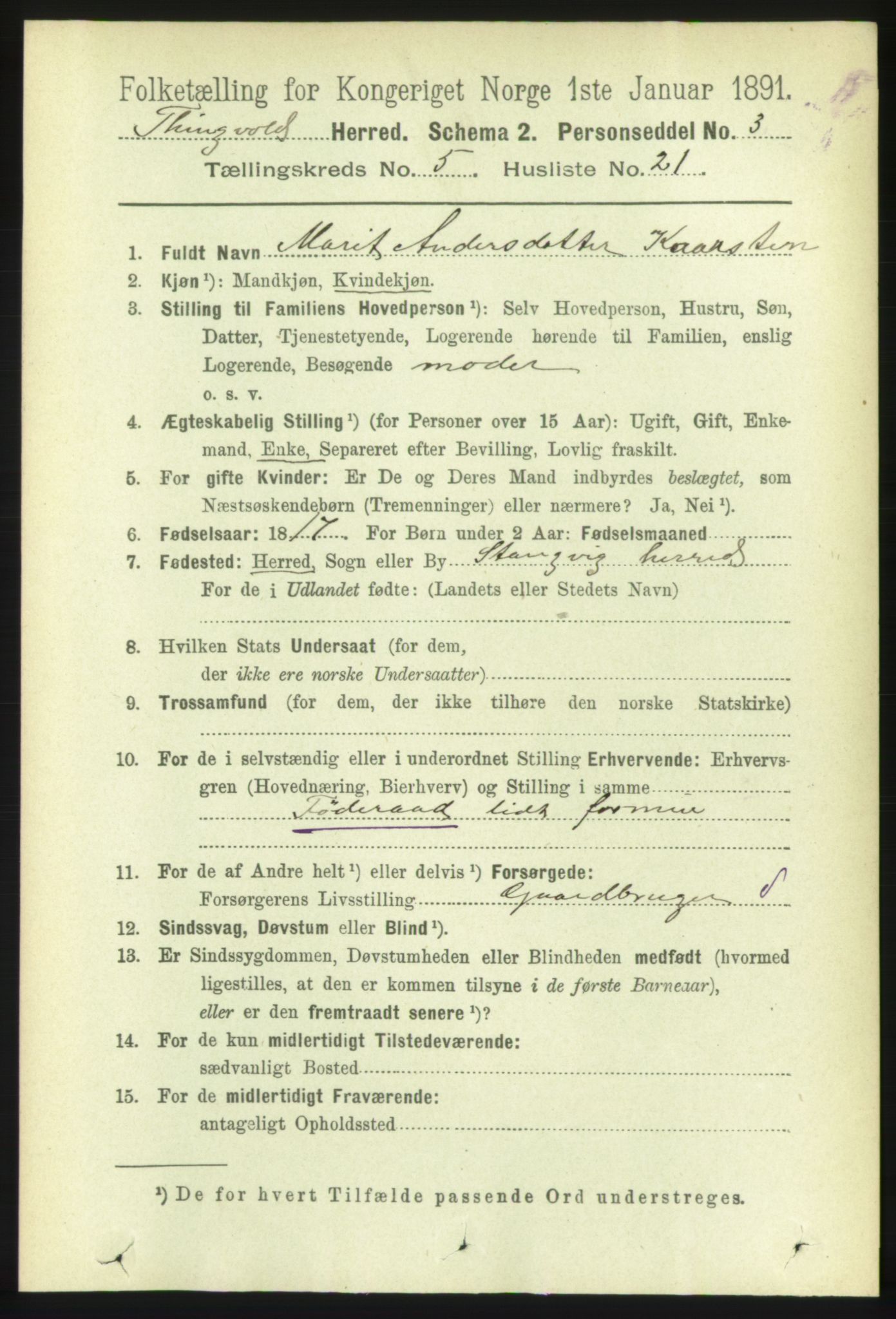 RA, 1891 census for 1560 Tingvoll, 1891, p. 2190