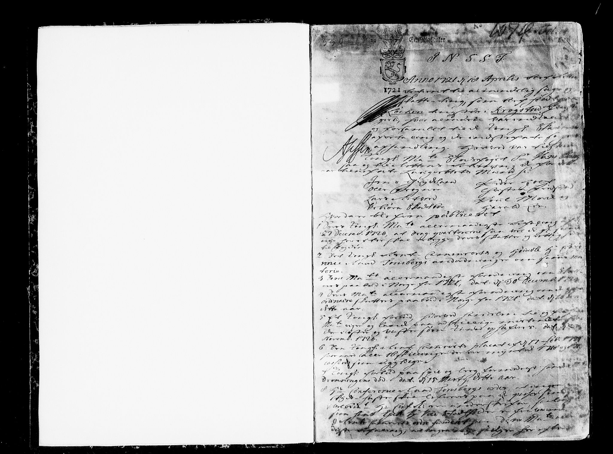 Follo sorenskriveri, SAO/A-10274/F/Fb/Fba/L0033: Tingbok, 1721-1724, p. 0b-1a