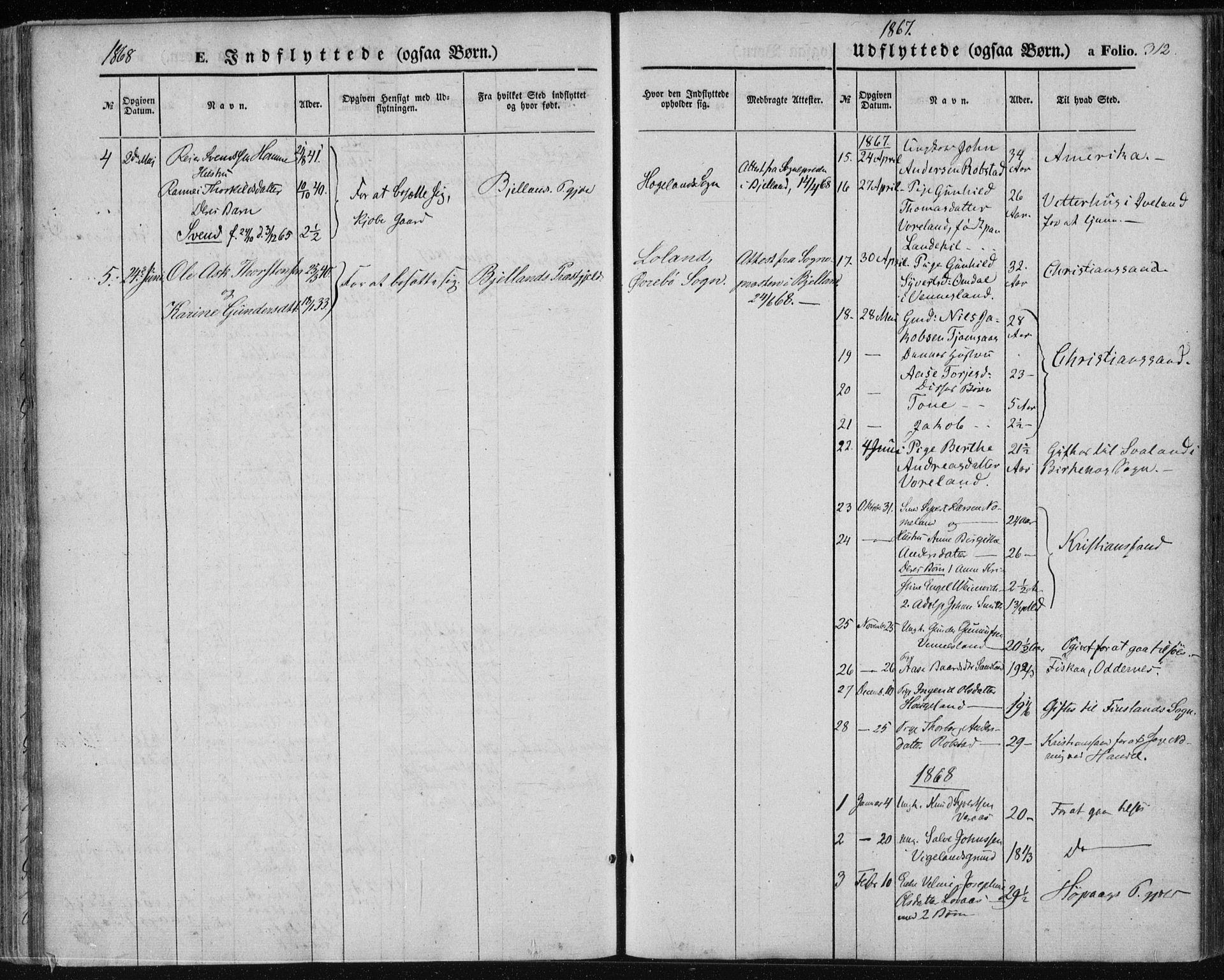 Vennesla sokneprestkontor, AV/SAK-1111-0045/Fa/Fac/L0007: Parish register (official) no. A 7, 1855-1873, p. 312