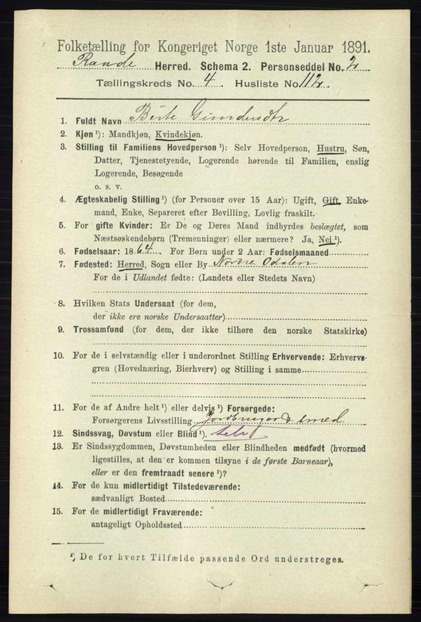 RA, 1891 census for 0135 Råde, 1891, p. 2504