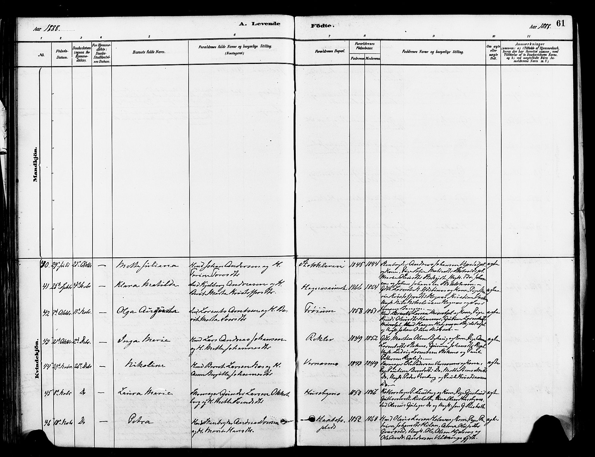 Ministerialprotokoller, klokkerbøker og fødselsregistre - Nord-Trøndelag, AV/SAT-A-1458/709/L0077: Parish register (official) no. 709A17, 1880-1895, p. 61