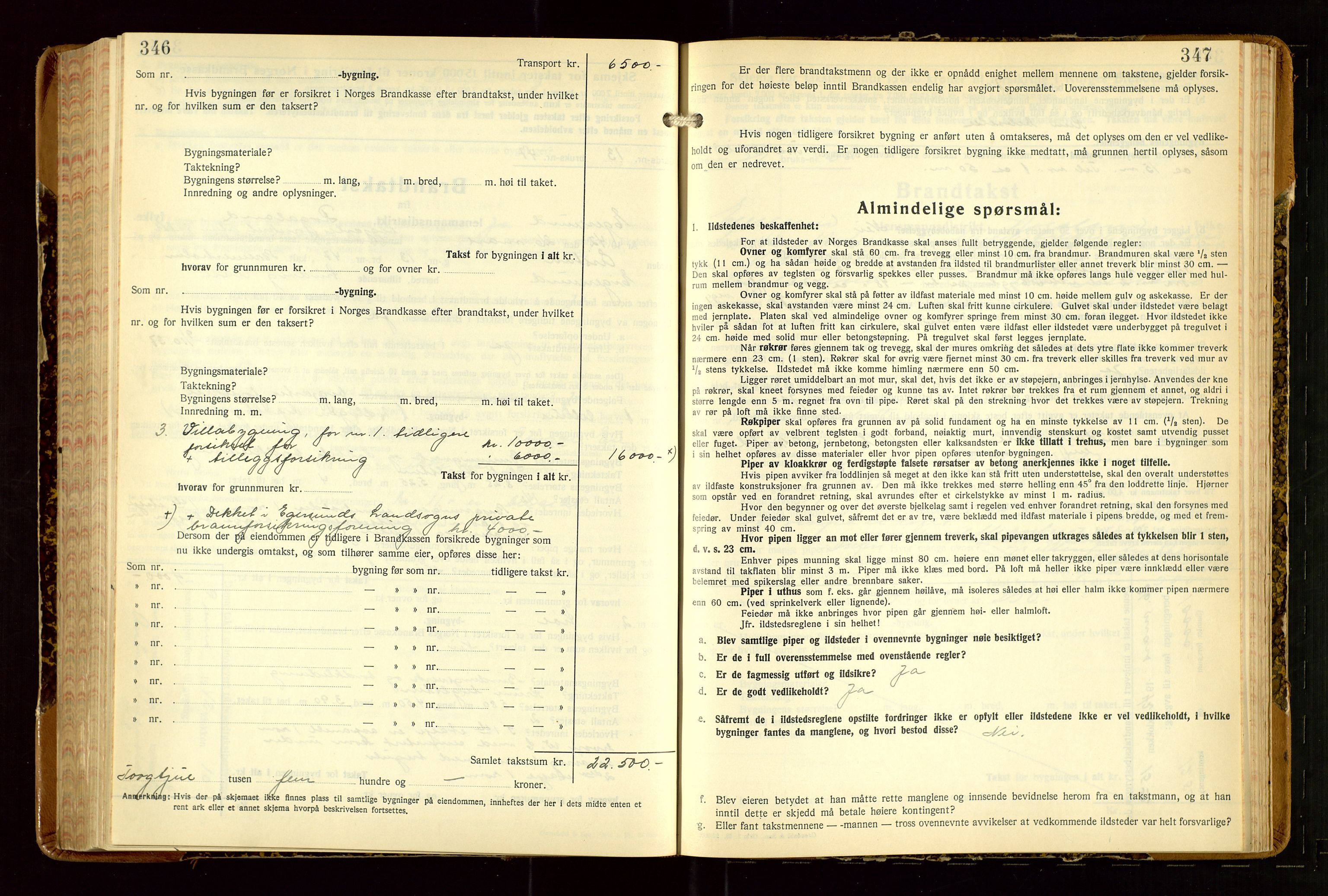 Eigersund lensmannskontor, AV/SAST-A-100171/Gob/L0007: "Brandtakstprotokoll", 1938-1955, p. 346-347