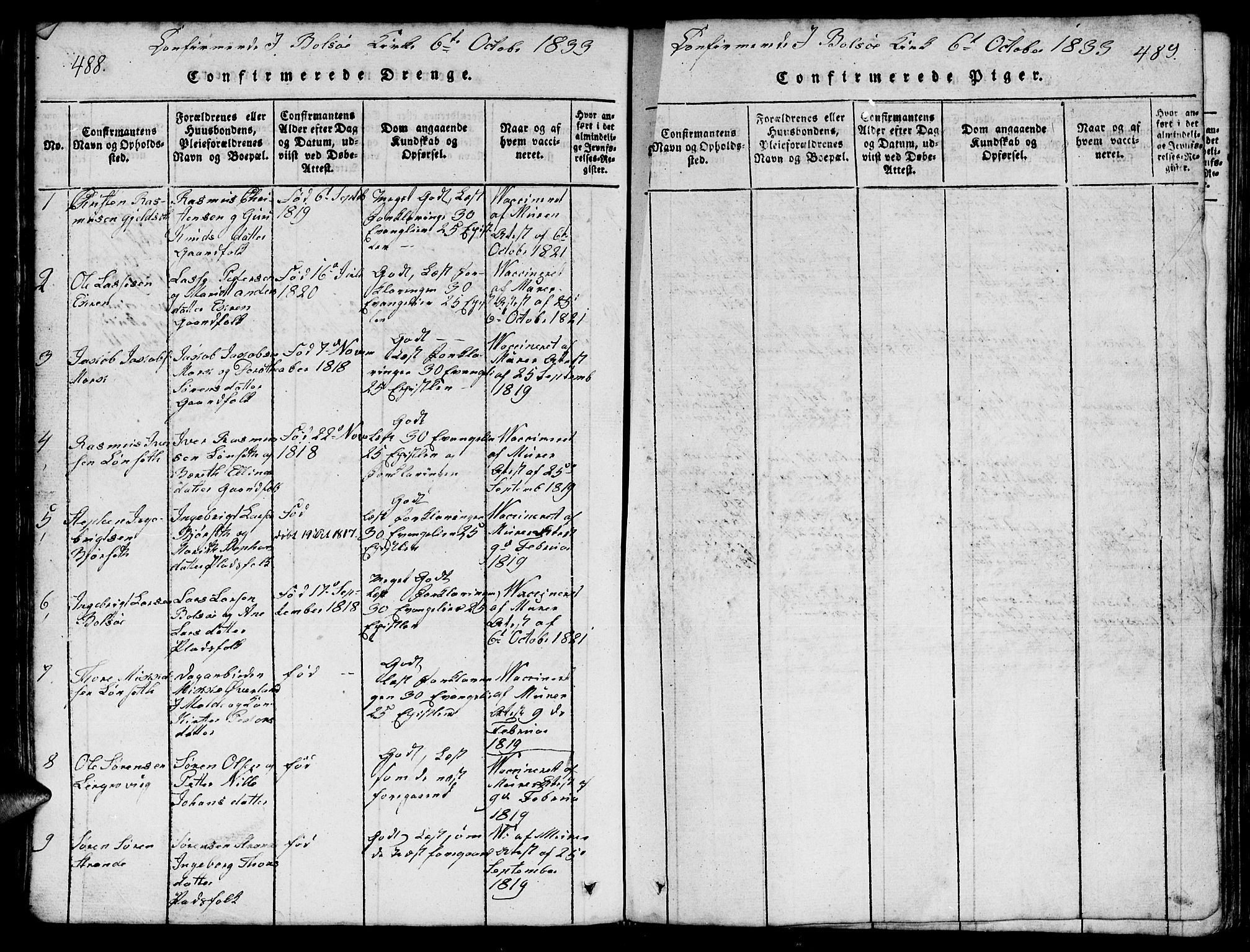 Ministerialprotokoller, klokkerbøker og fødselsregistre - Møre og Romsdal, SAT/A-1454/555/L0665: Parish register (copy) no. 555C01, 1818-1868, p. 488-489