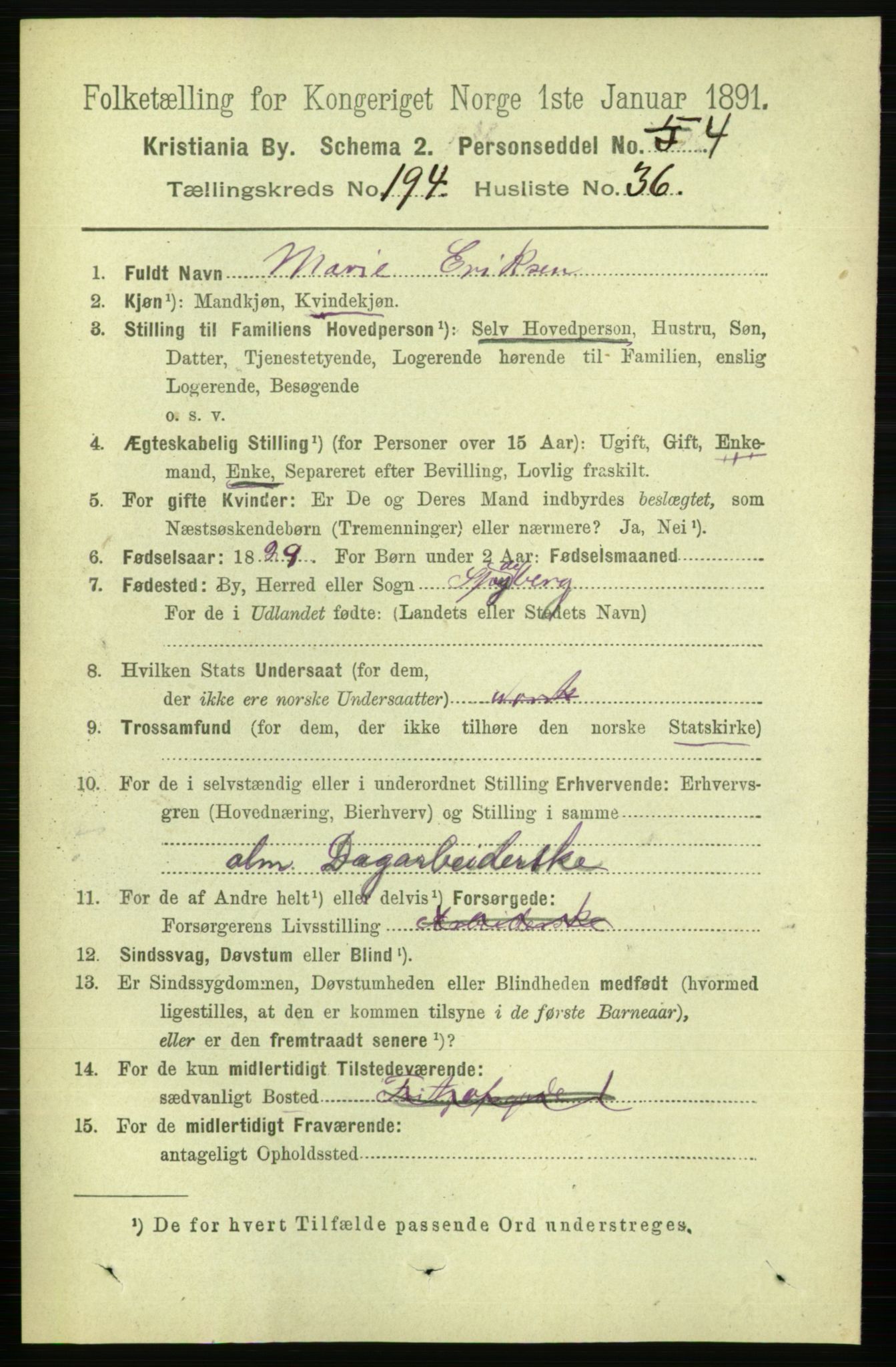 RA, 1891 census for 0301 Kristiania, 1891, p. 117421