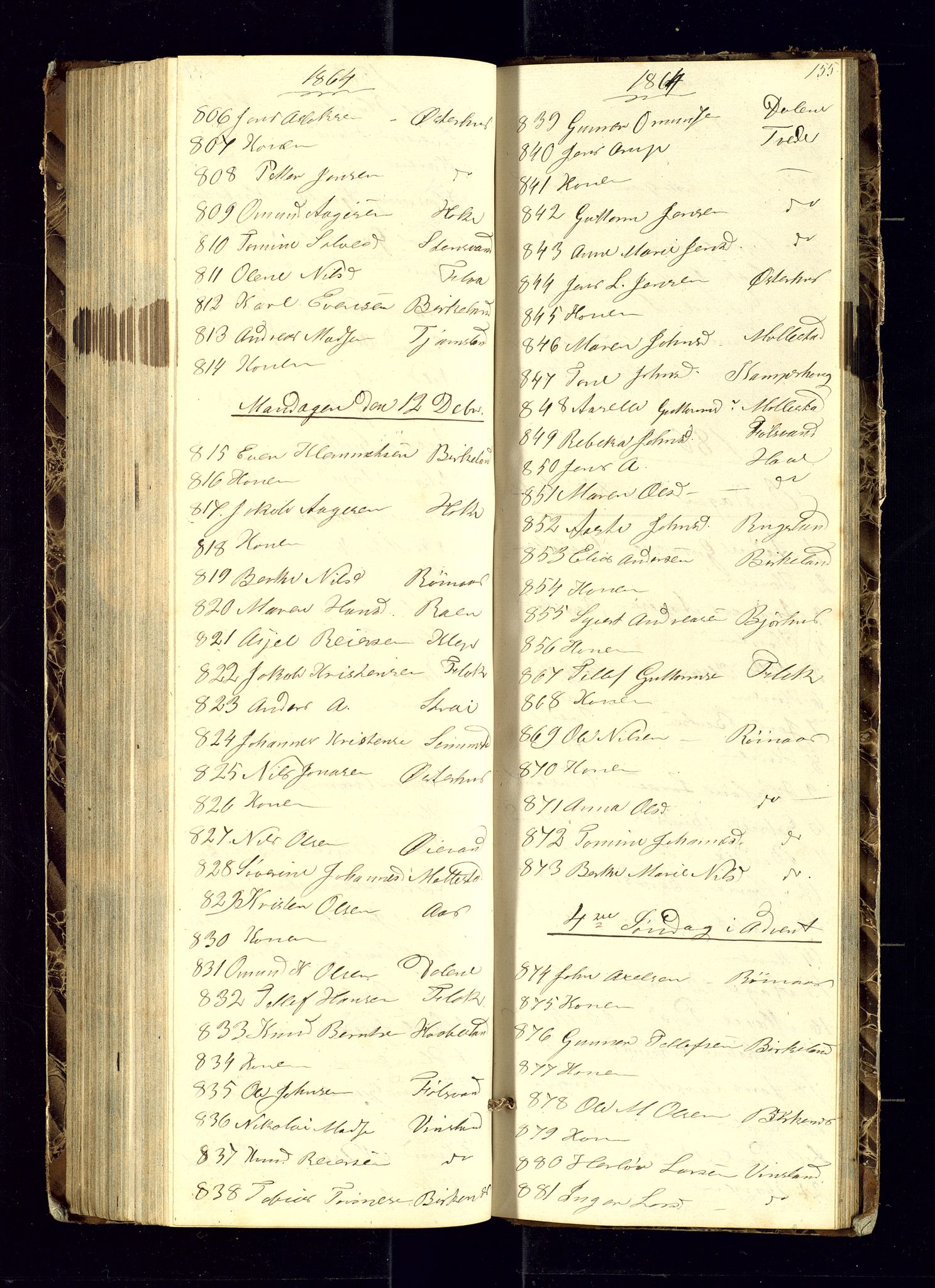 Birkenes sokneprestkontor, AV/SAK-1111-0004/F/Fc/L0004: Communicants register no. C-4, 1858-1866, p. 155