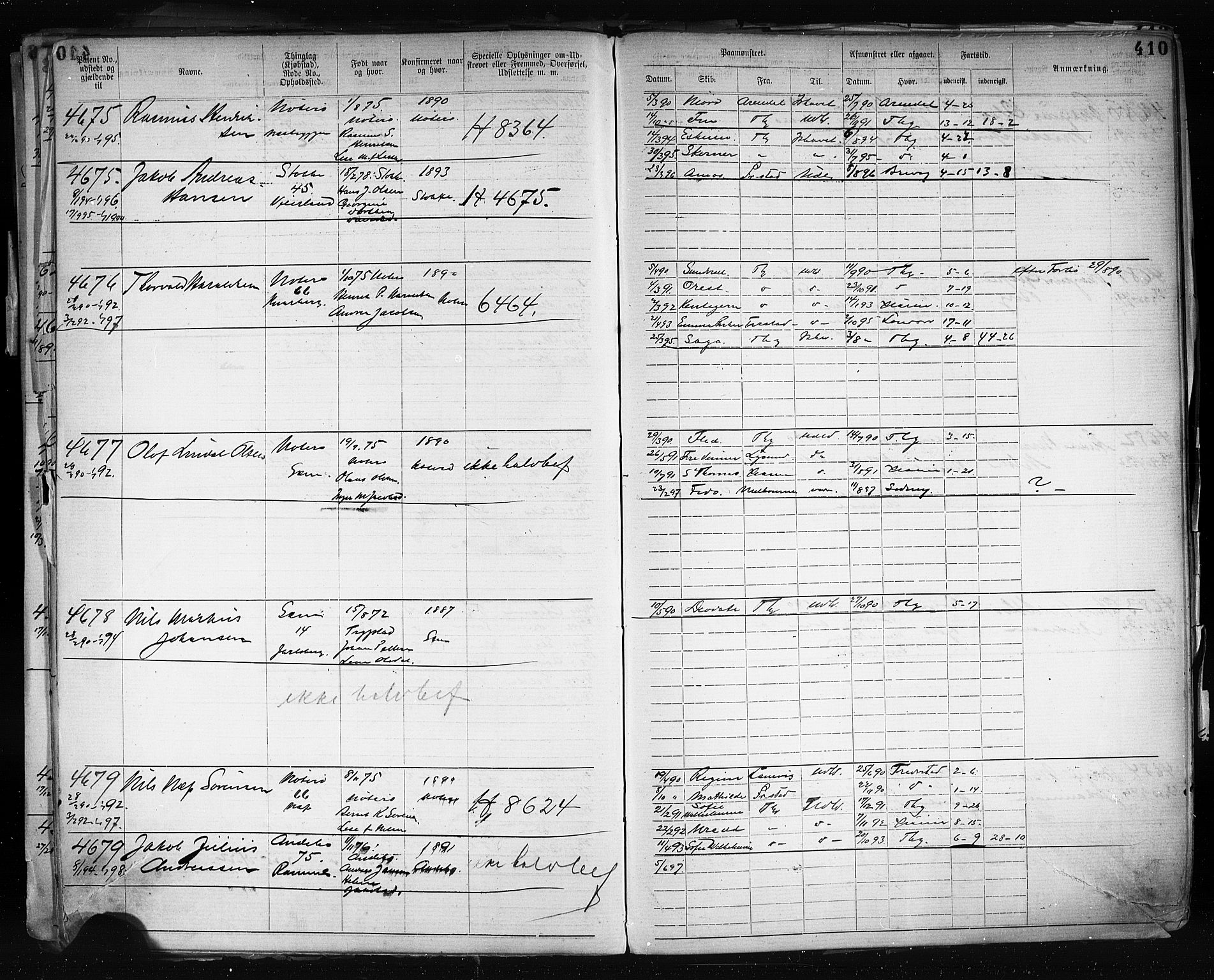 Tønsberg innrulleringskontor, AV/SAKO-A-786/F/Fb/L0003: Annotasjonsrulle Patent nr. 2646-5149, 1881-1892, p. 420